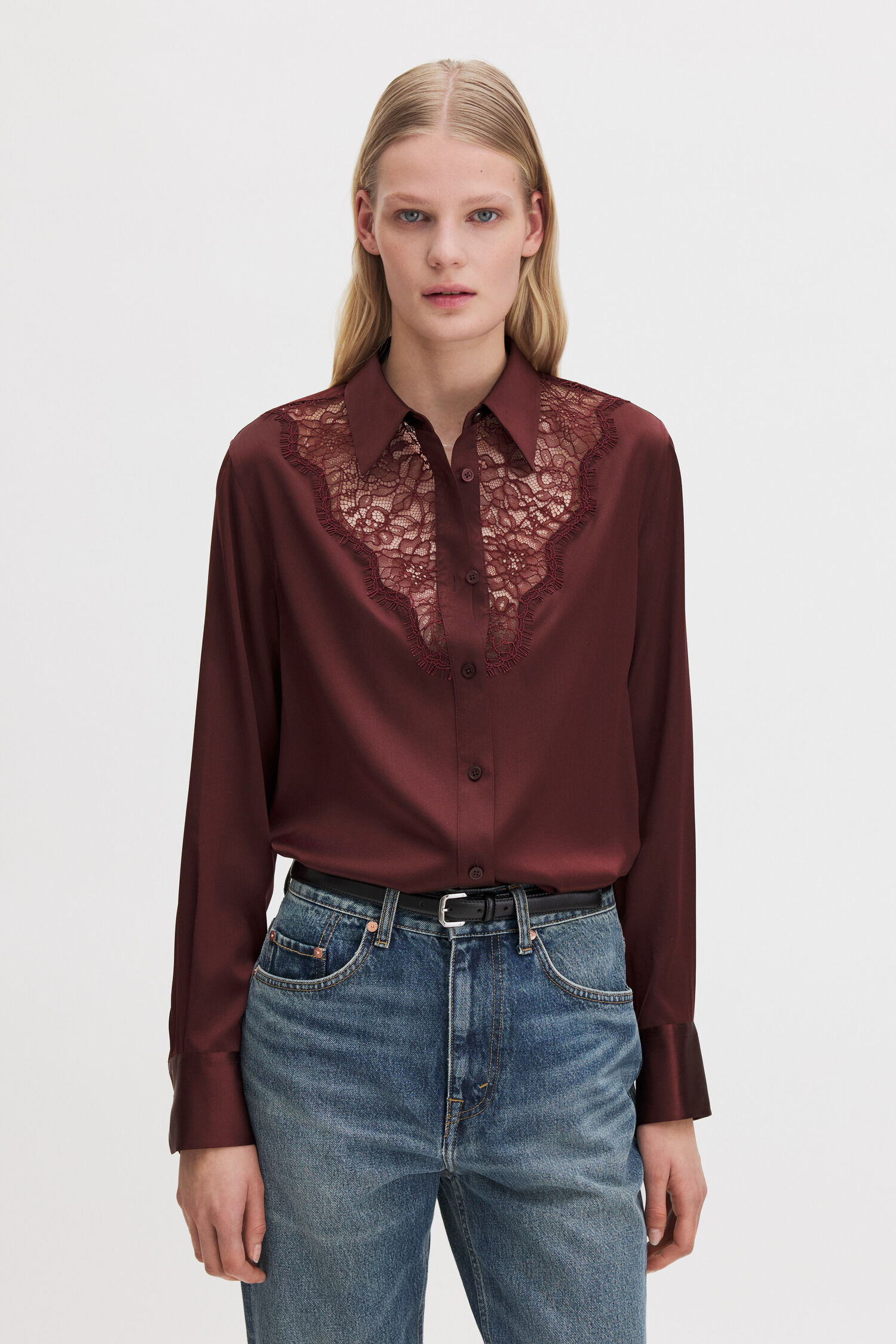 V-Detail Lace Shirt