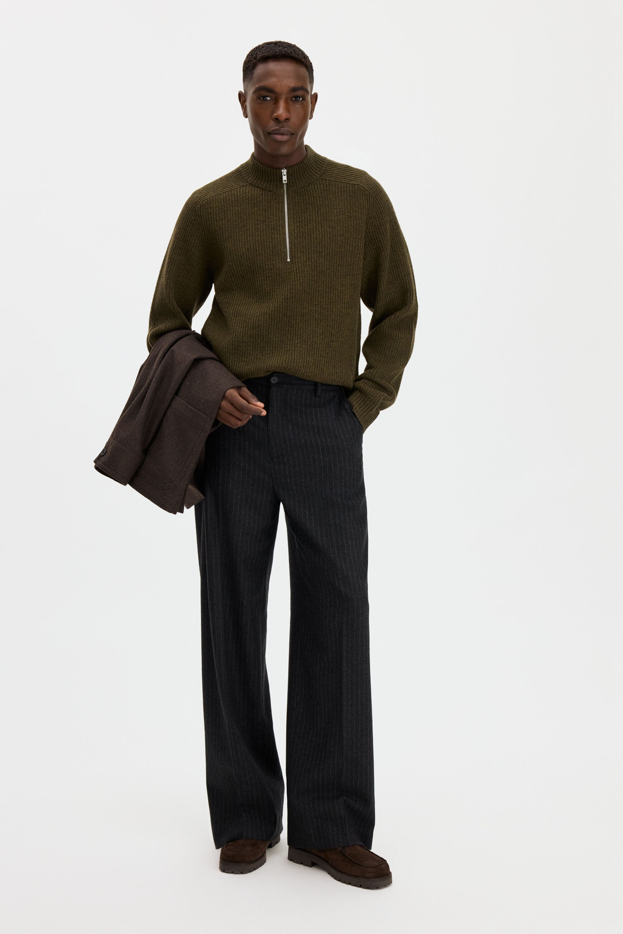 Wool Half Zip Sweater - Moss Green | FILIPPA K