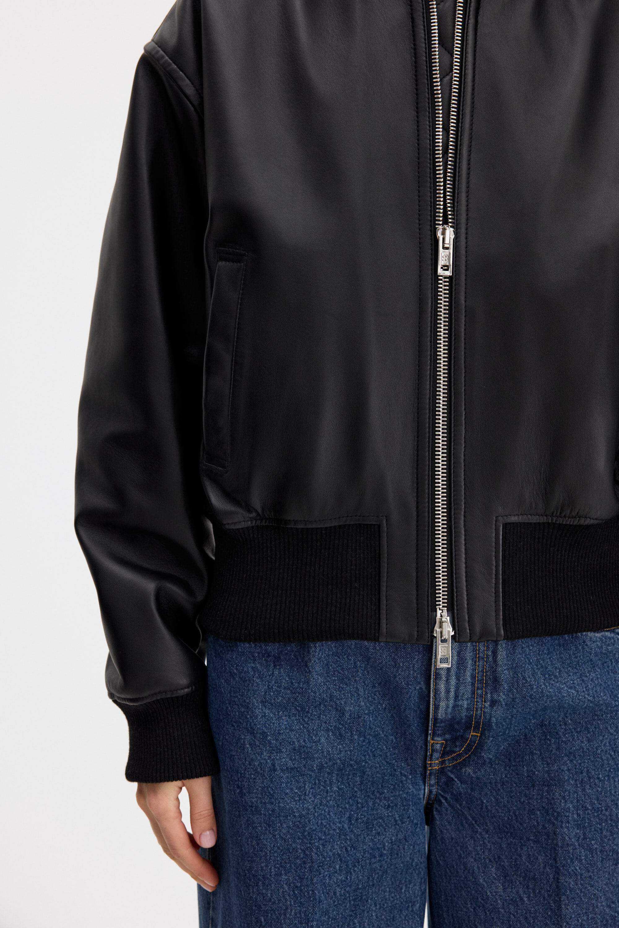 Leather Zip Jacket - Black | FILIPPA K