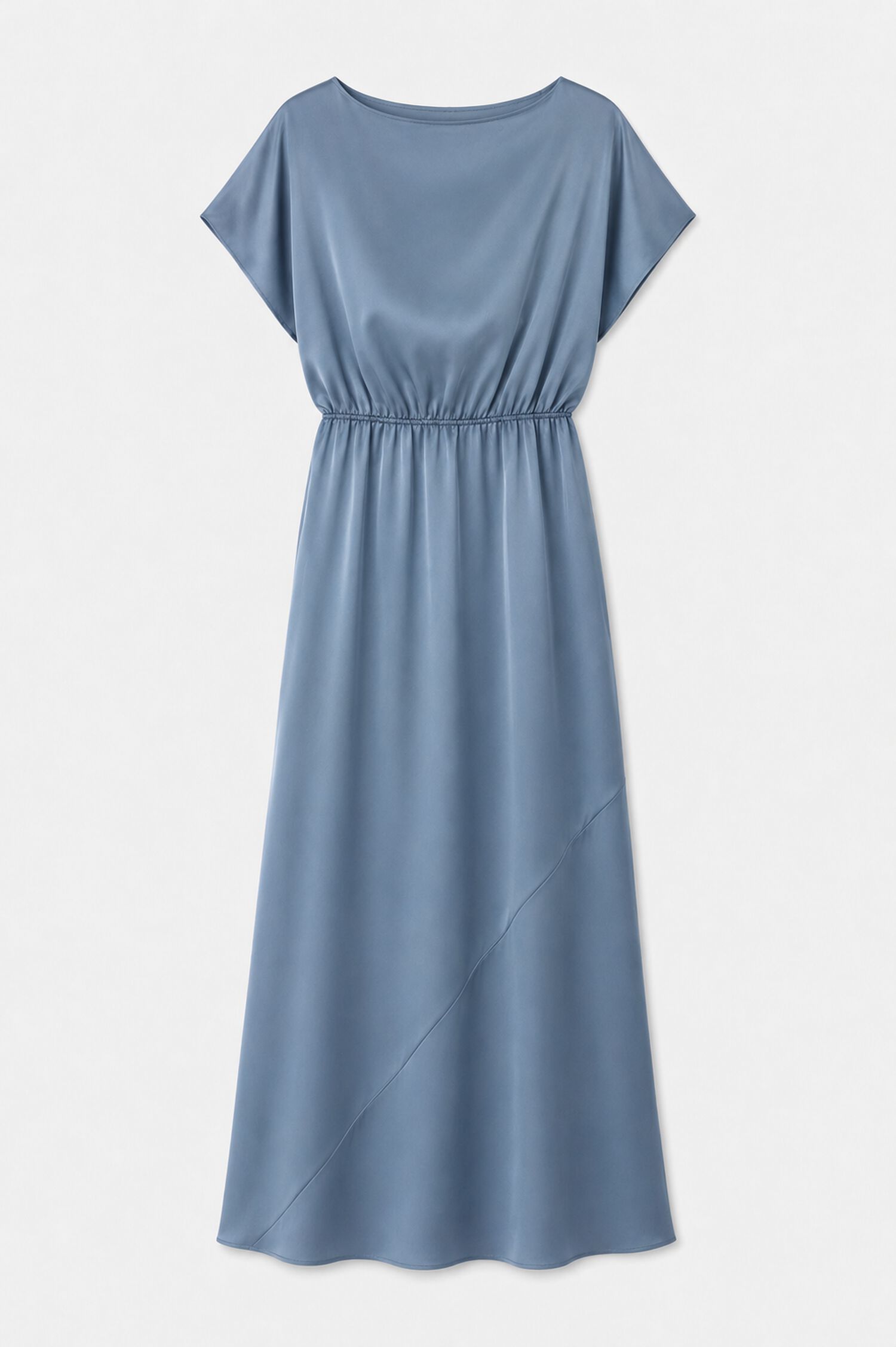 Gathered Kimono Boatneck Dress