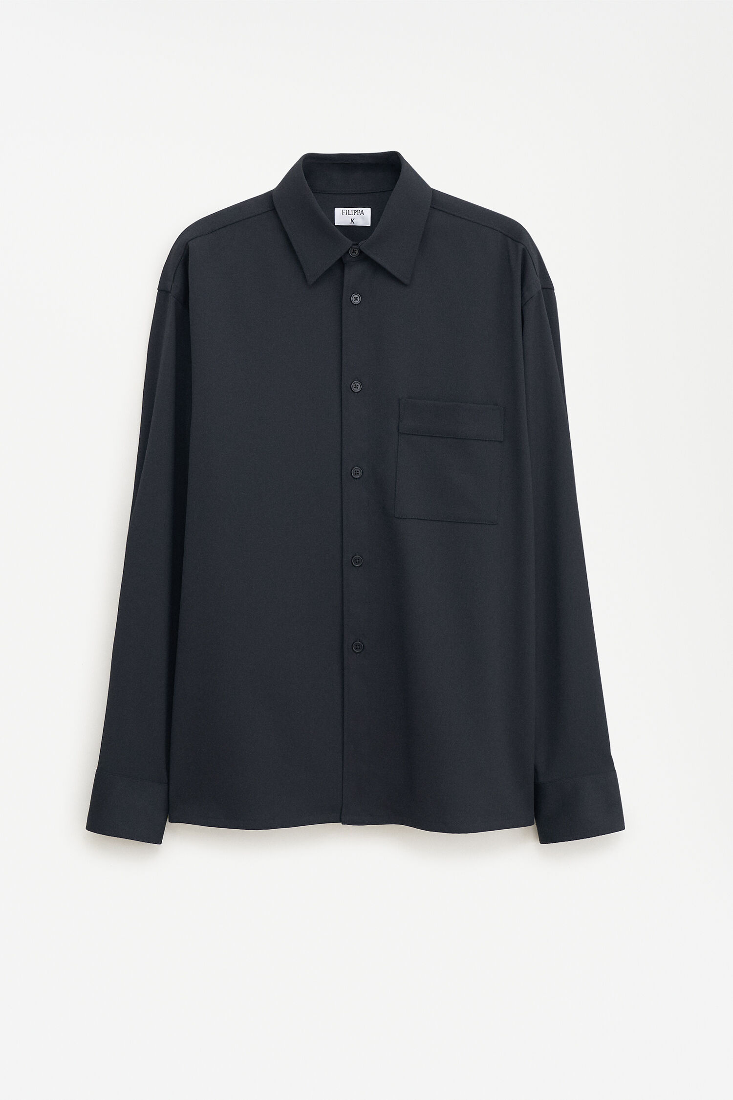 Twill-Hemd aus Wolle - Black | Filippa K