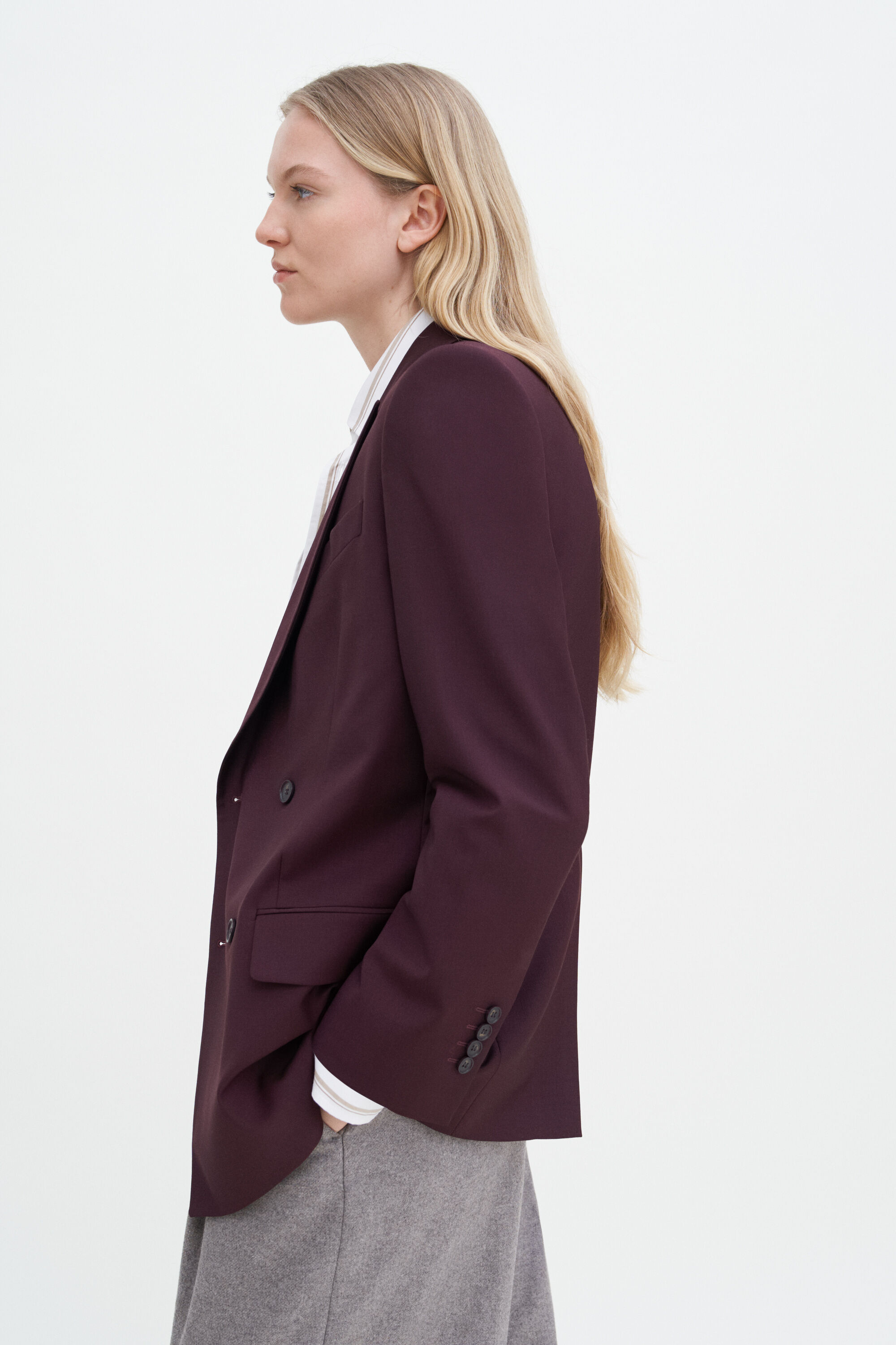 Burgundy blazer women sale