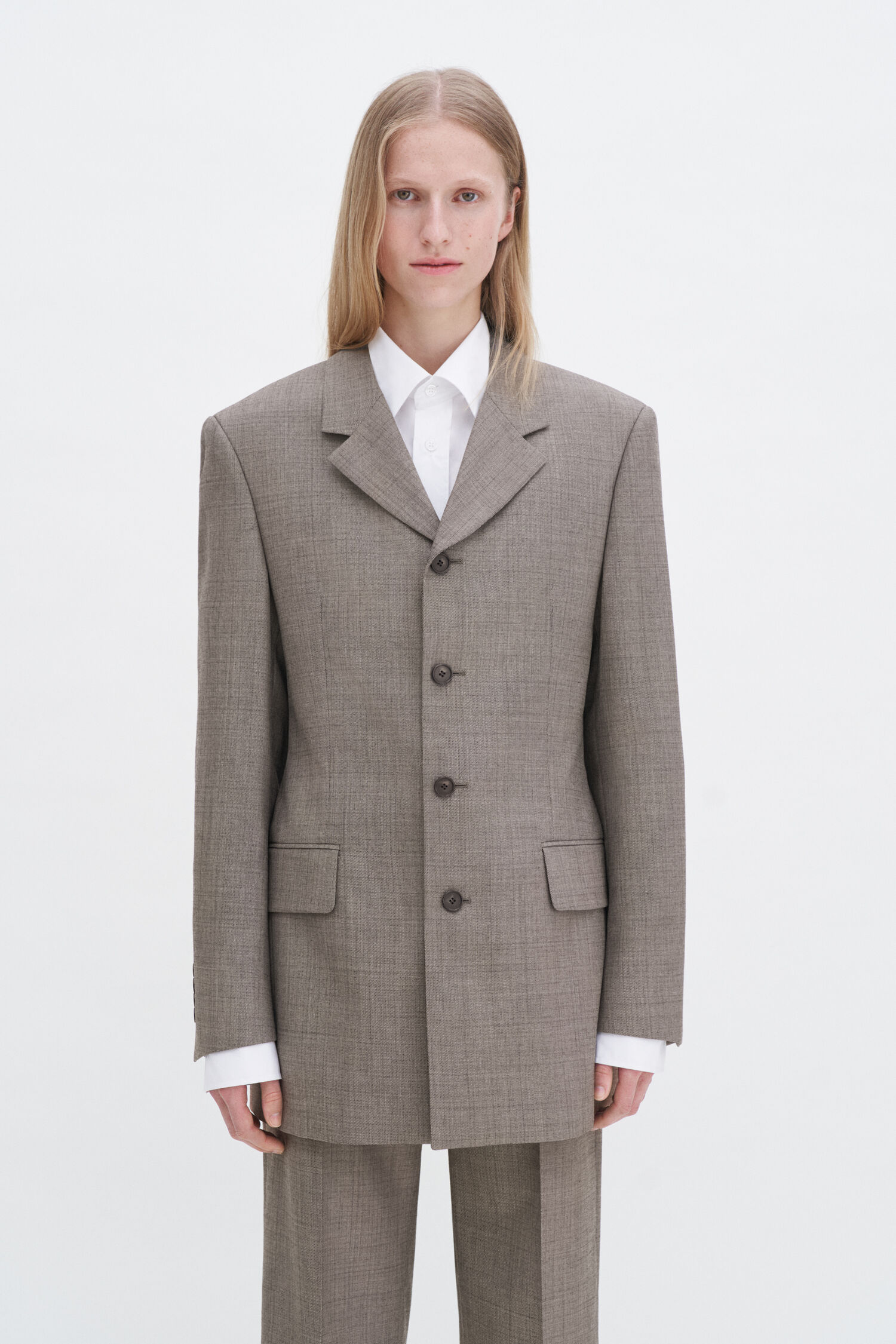 Wool Blend Single Breasted Blazer