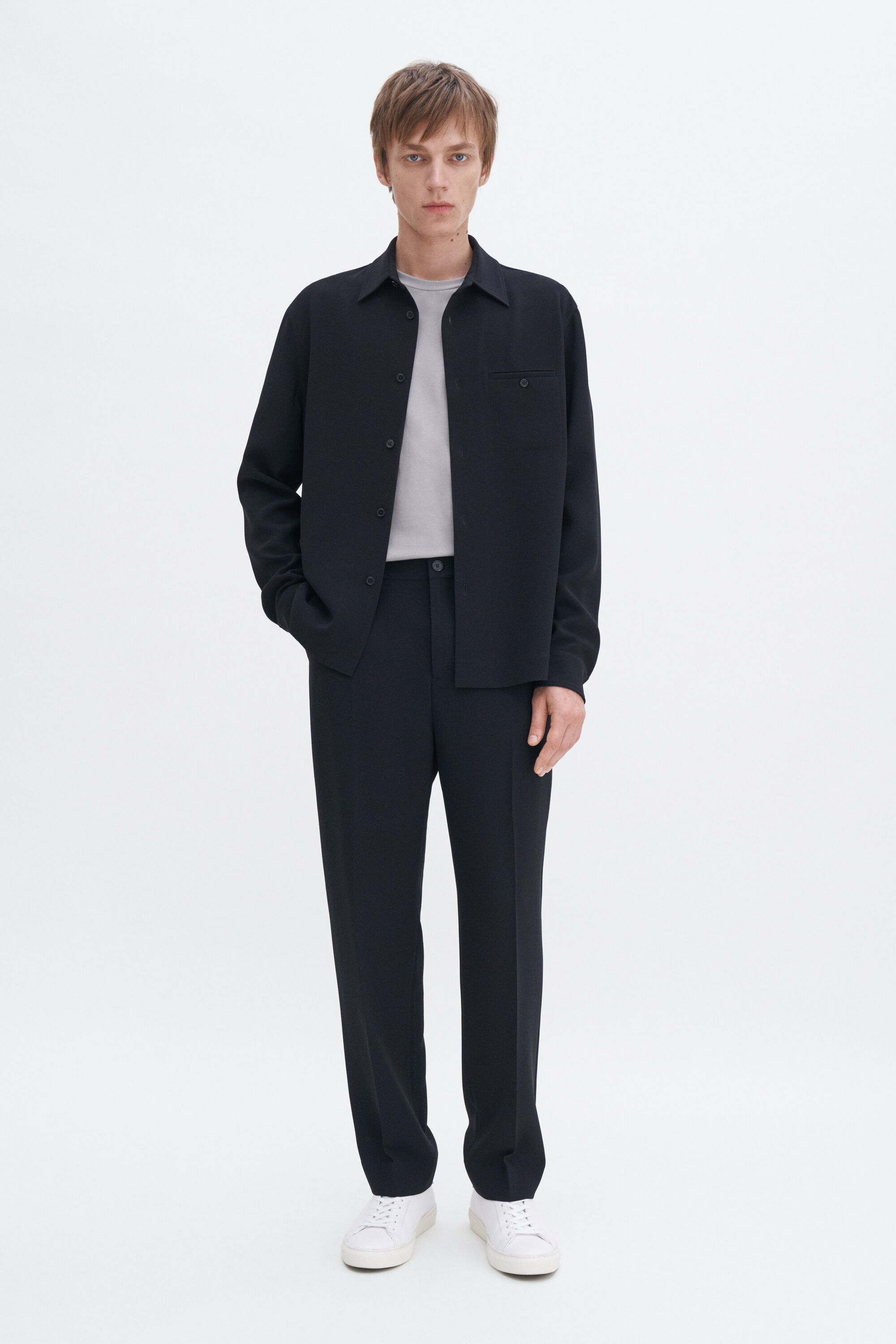 Black Pants Overall Jacket And Trousers Slim Wool Stretch Suit