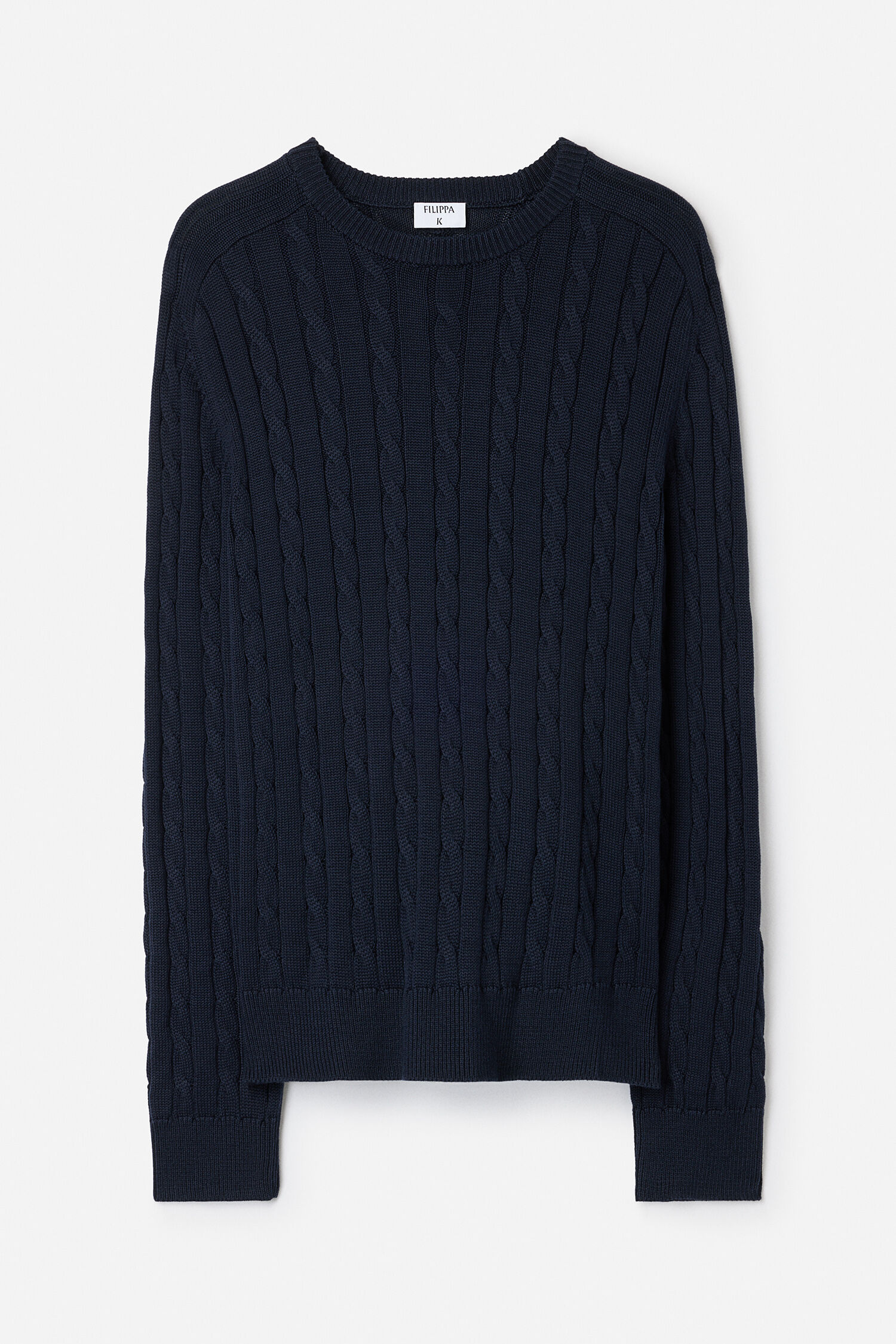 Braided Cotton Crewneck Sweater