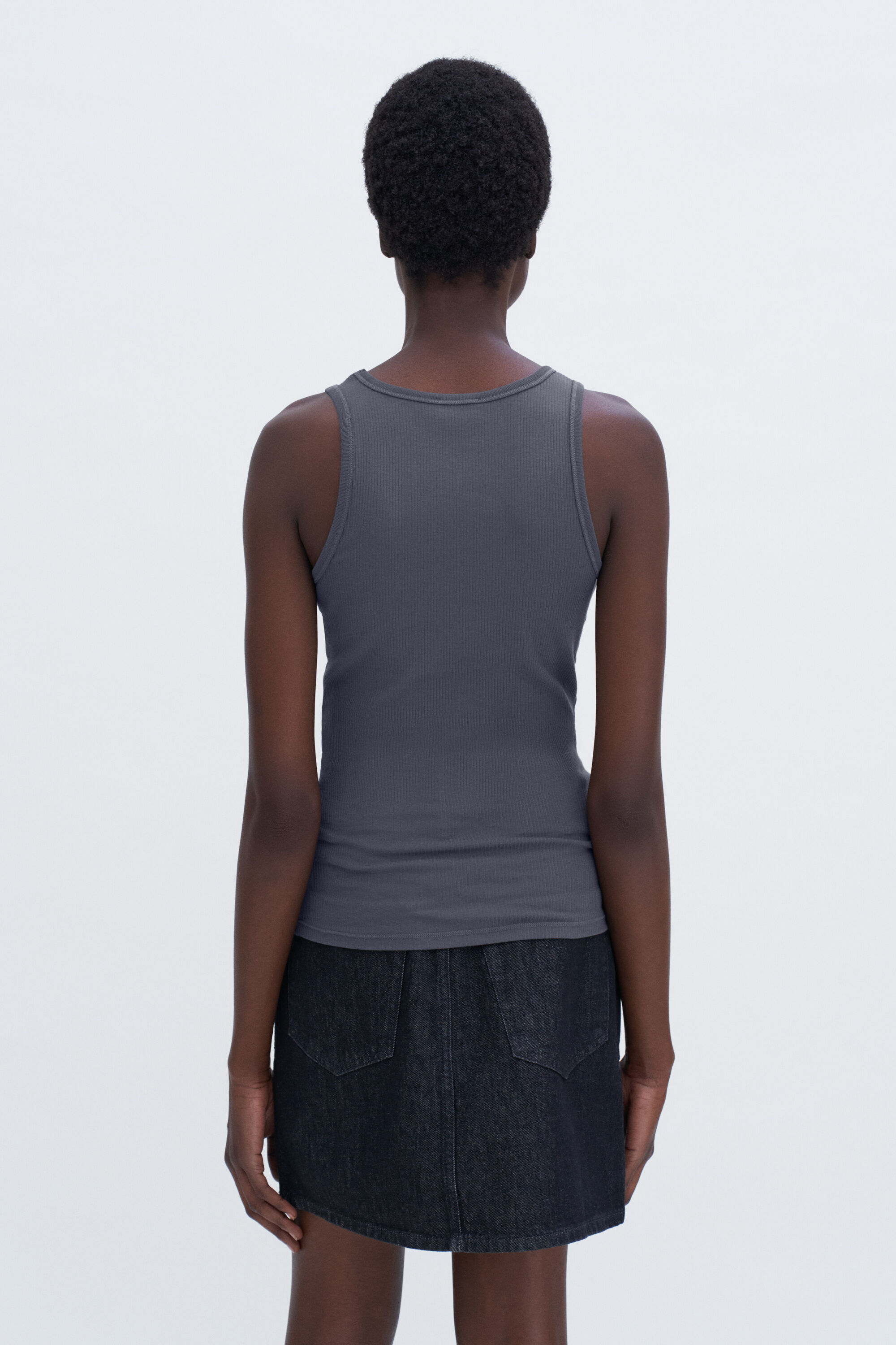 Fine Rib Tank - Charcoal Grey | FILIPPA K