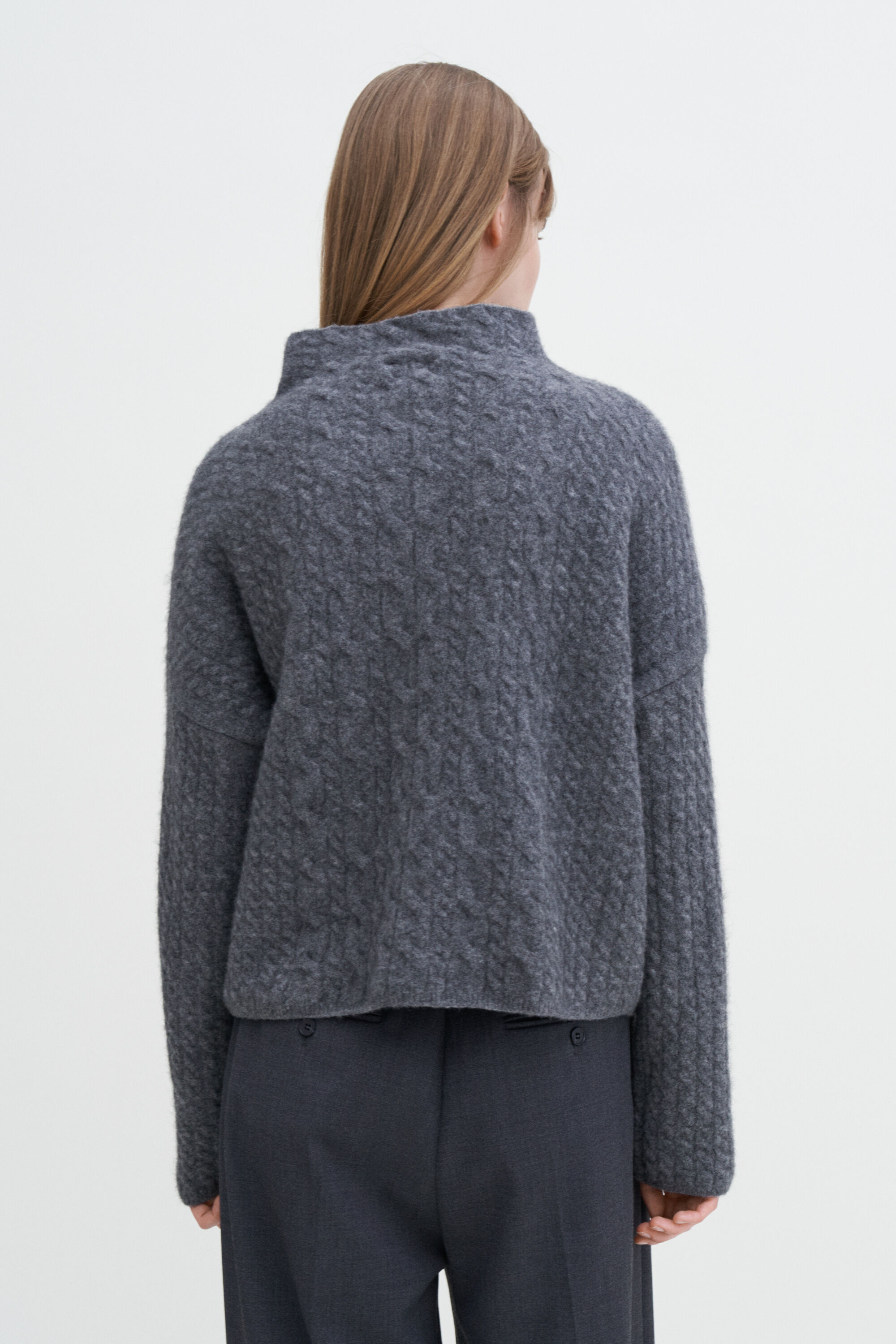 Mika Braid Sweater - Mid Grey Melange | Filippa K