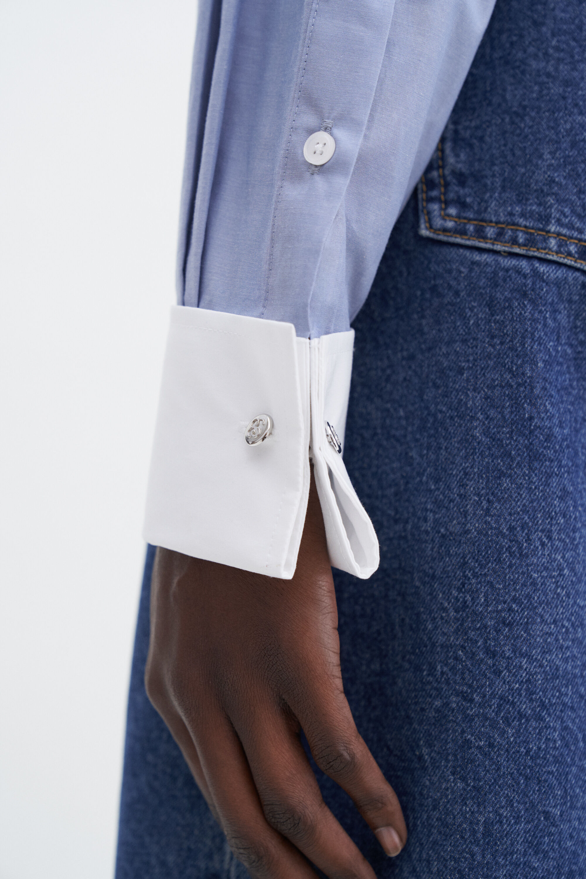 Tシャツ・カットソー FILIPPA K SS25 COTTON TUXEDO SHIRT (31105 0175) Cotton Tuxedo Shirt - Steel Blue | Filippa K