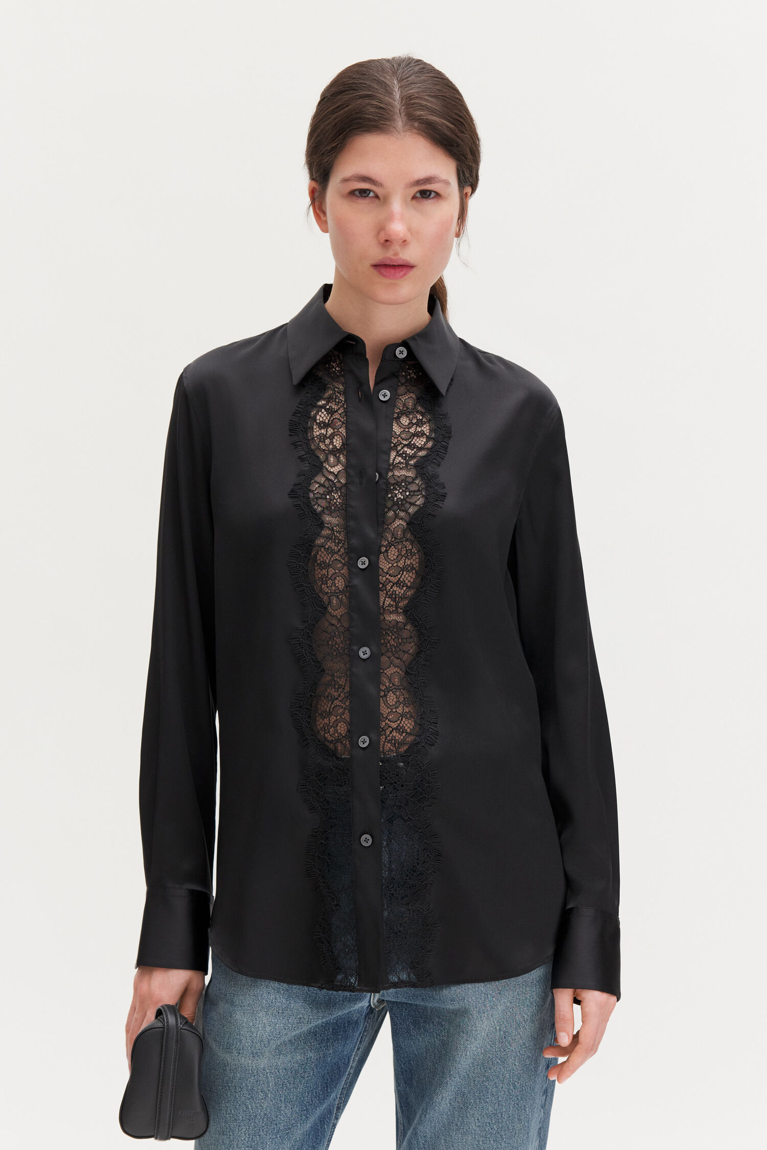 Vertical Lace Detail Shirt