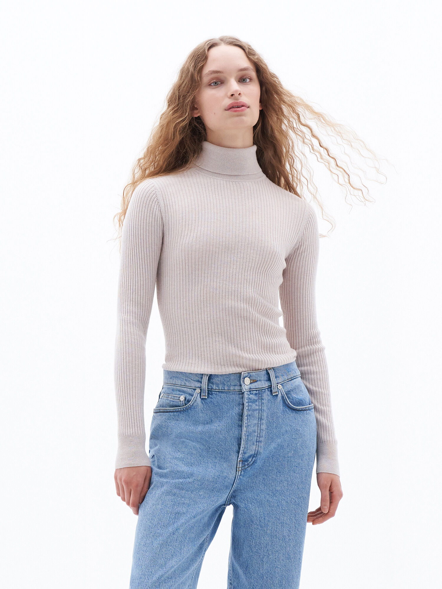 Rib Roller Neck Sweater