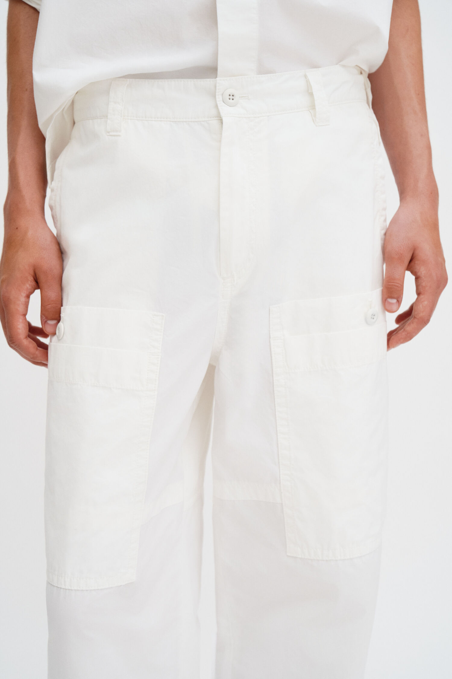 Washed Cotton Cargo Trousers