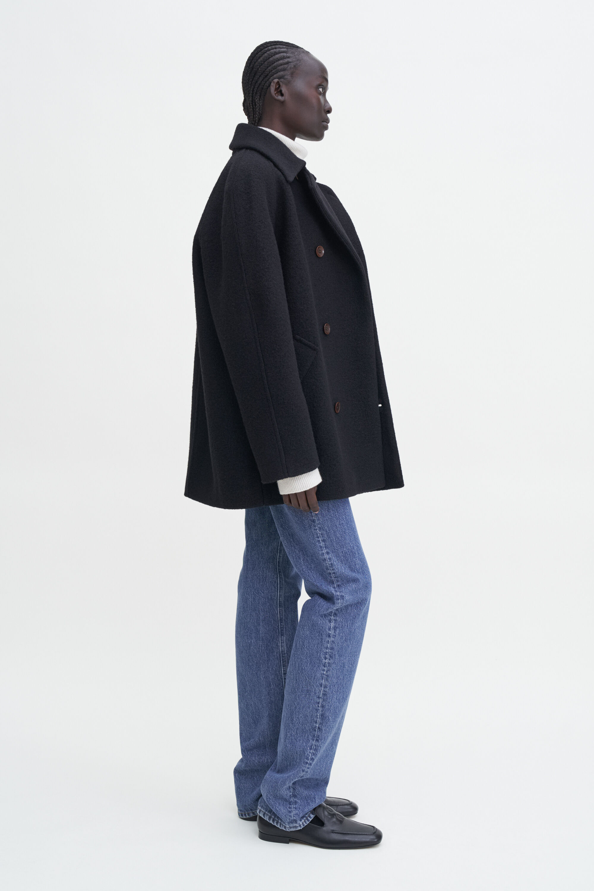 Boiled wool sweater coat top