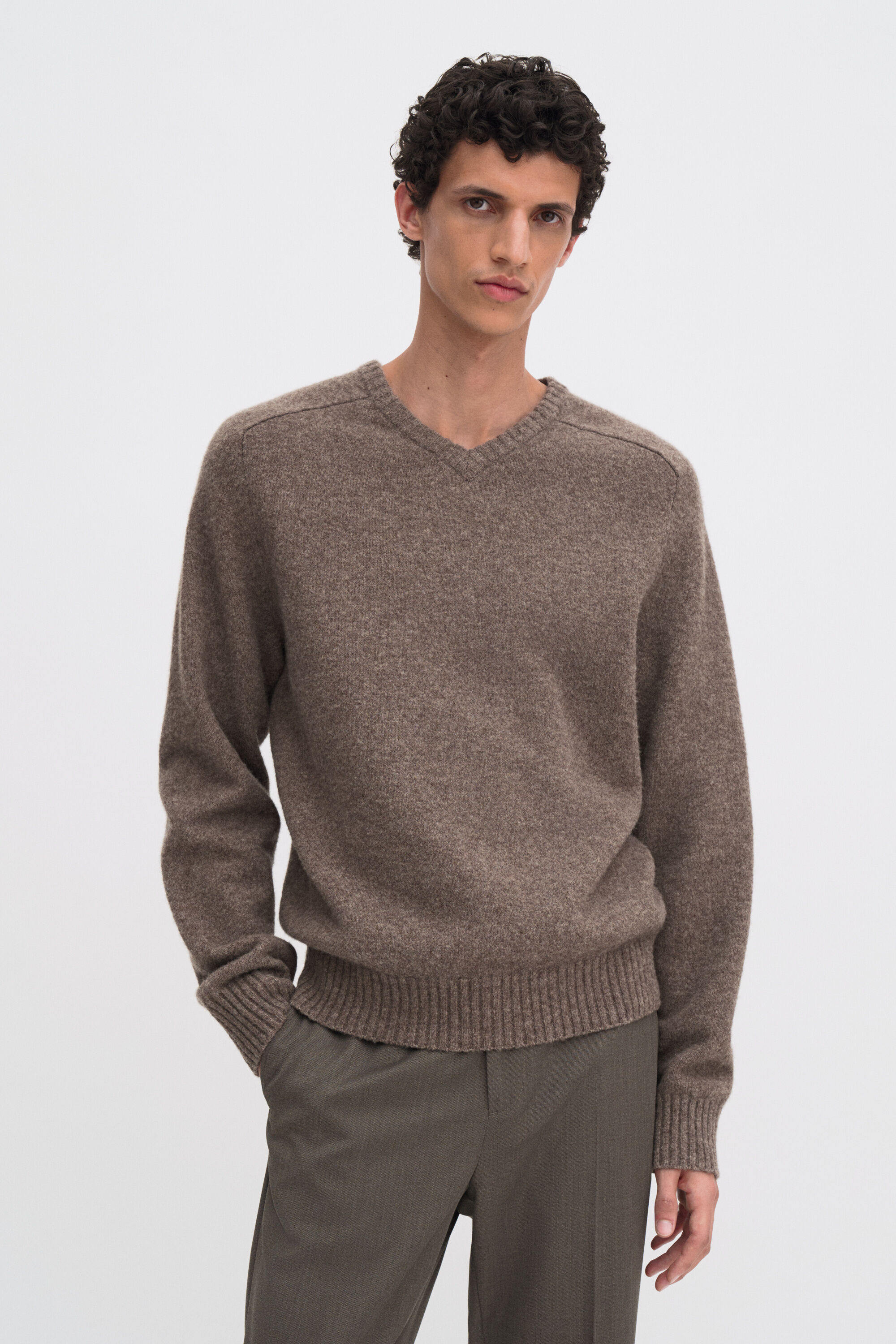 Yak Wool V- Neck Sweater - Driftwood | FILIPPA K