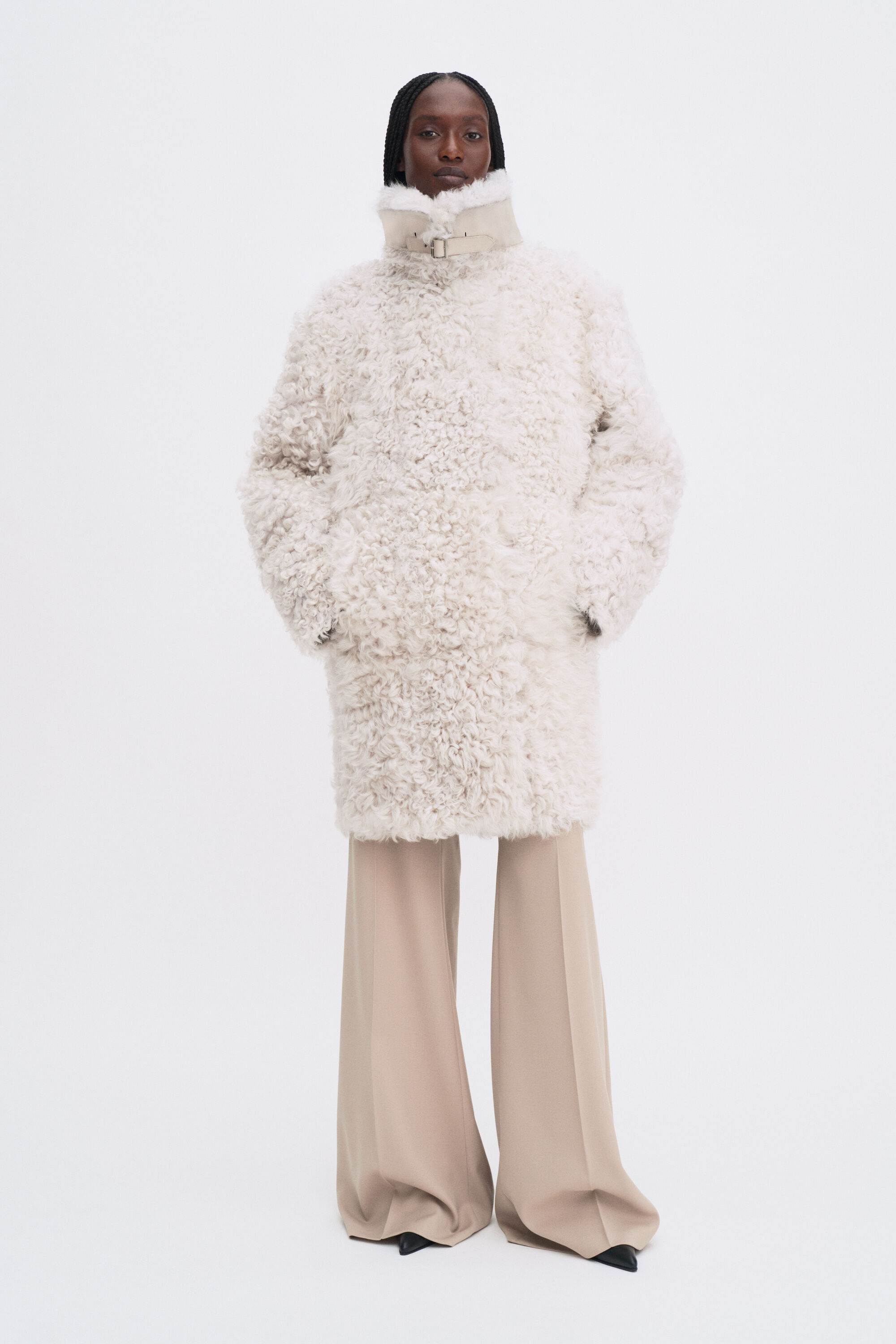 Reversible Shearling Coat - Cream White | FILIPPA K