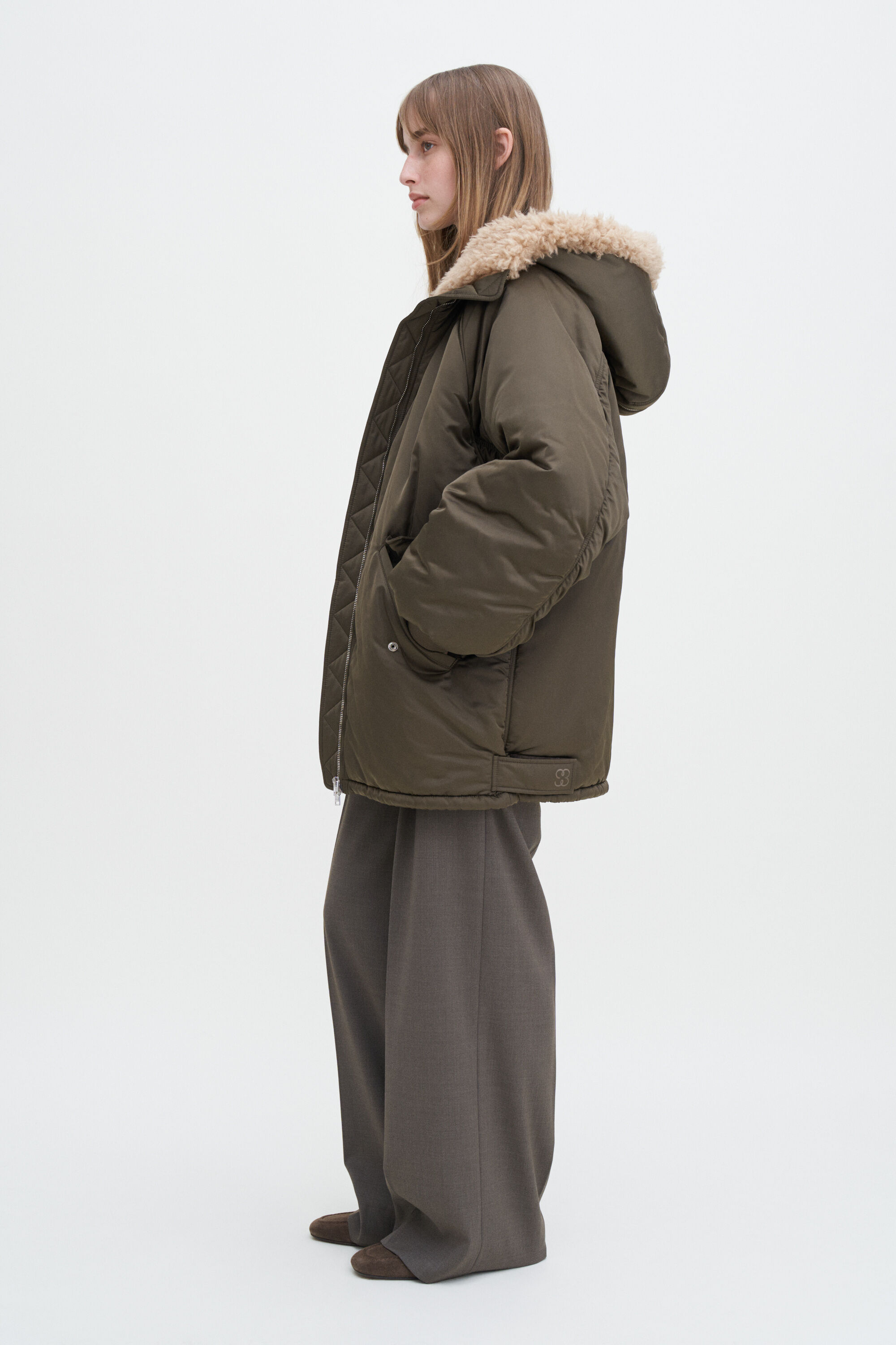 Hooded Bomber Jacket - Dark Sage | FILIPPA K