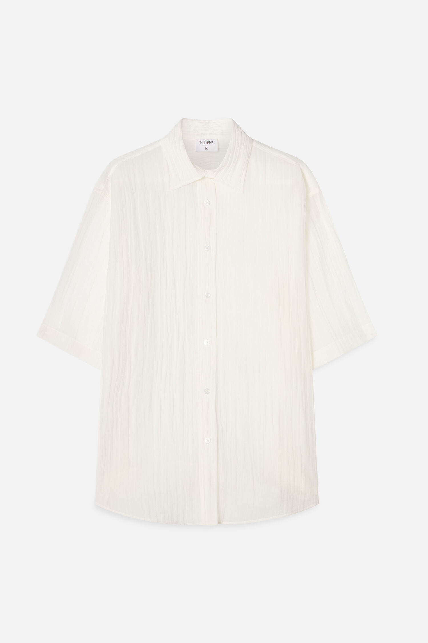 Short Sleeve Crinkle Shirt - White | FILIPPA K