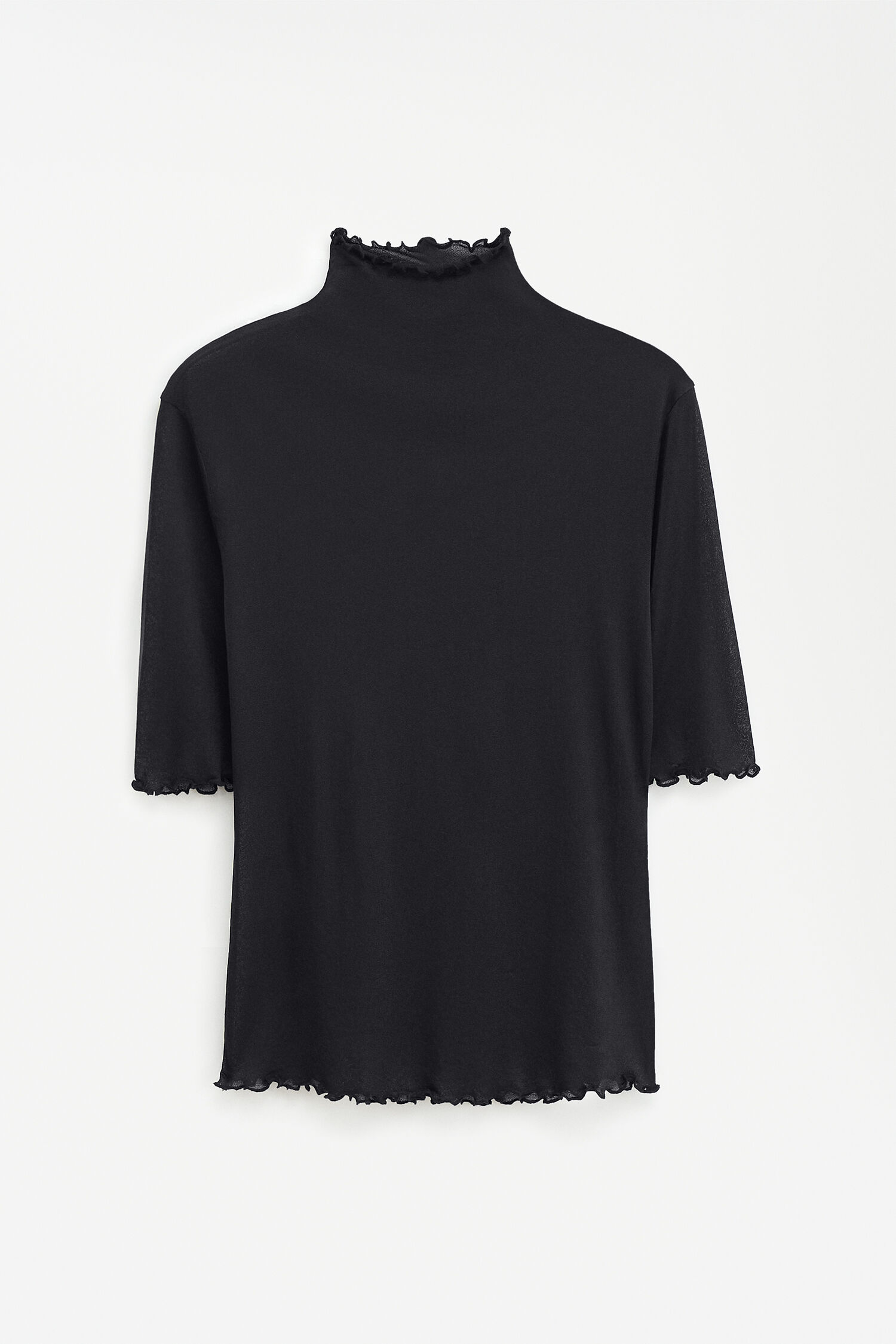 Mock Neck Frill Top Black Filippa K