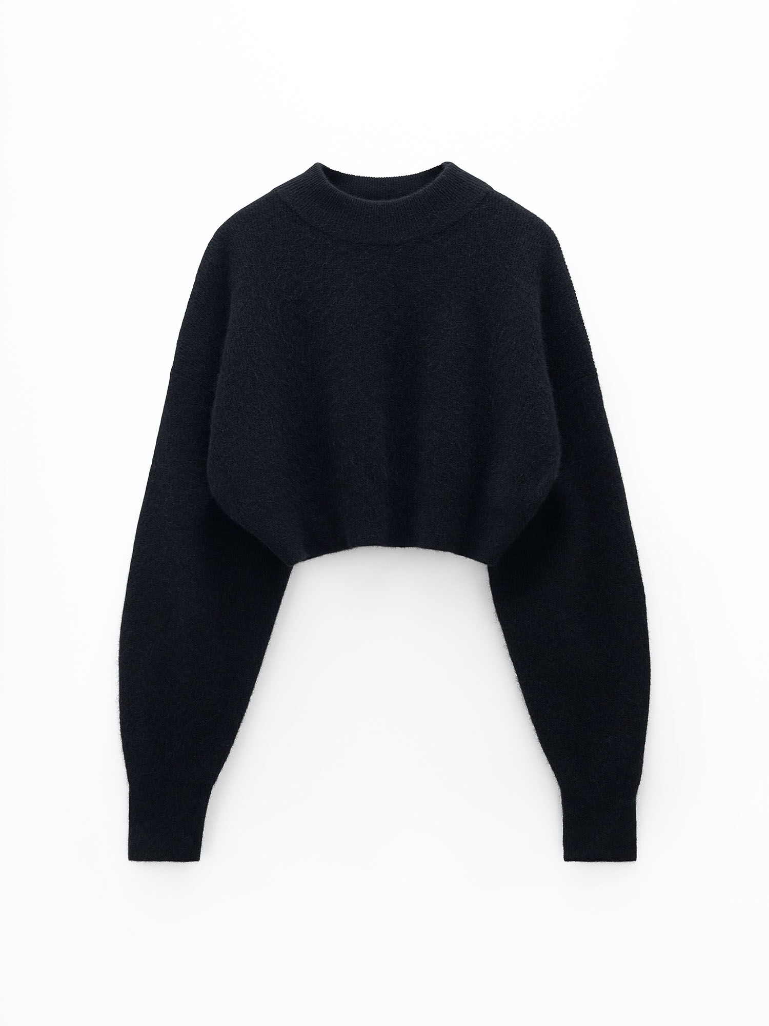 Black cropped crew neck sweater sales