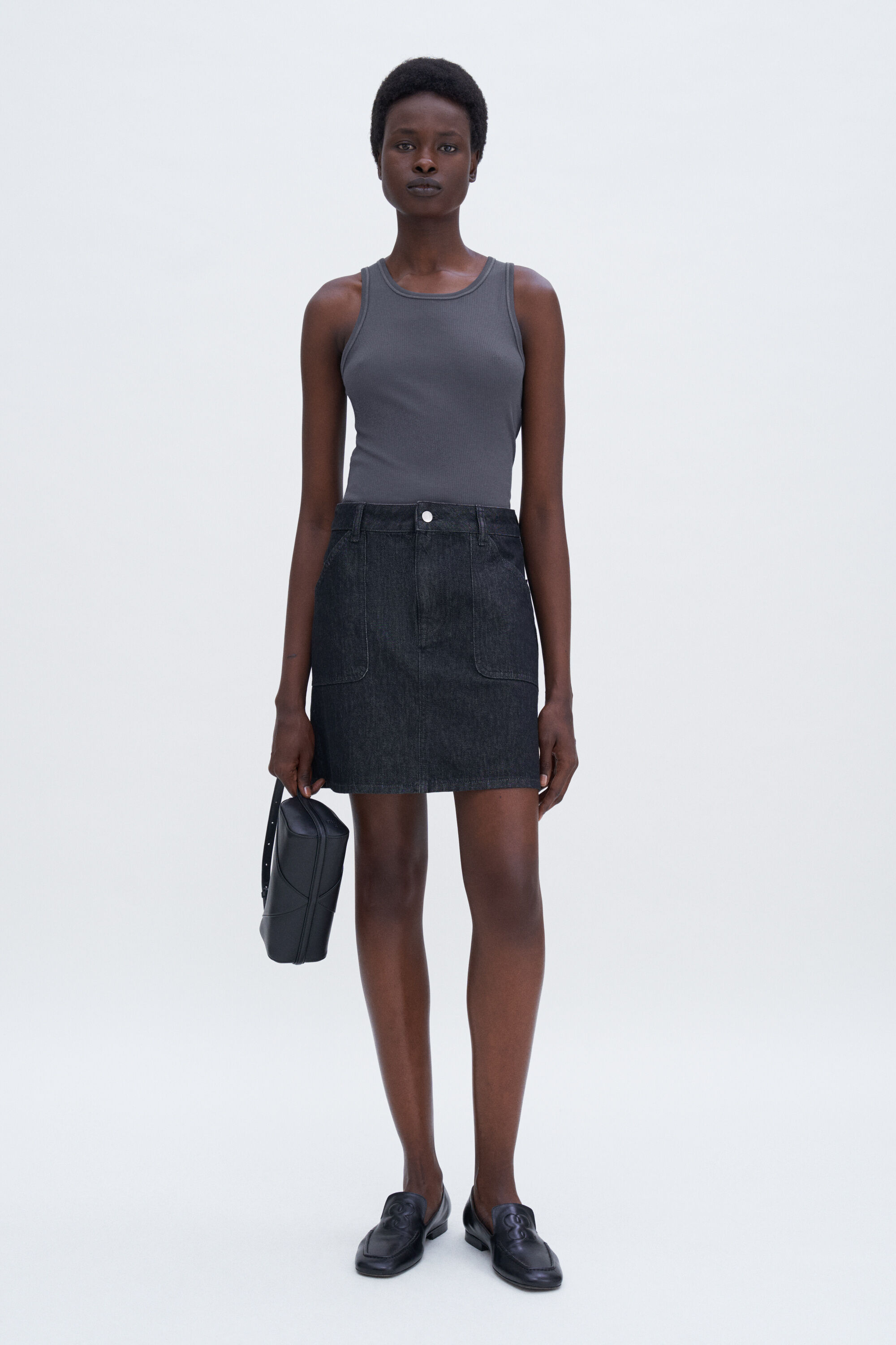 Fine Rib Tank - Charcoal Grey | FILIPPA K