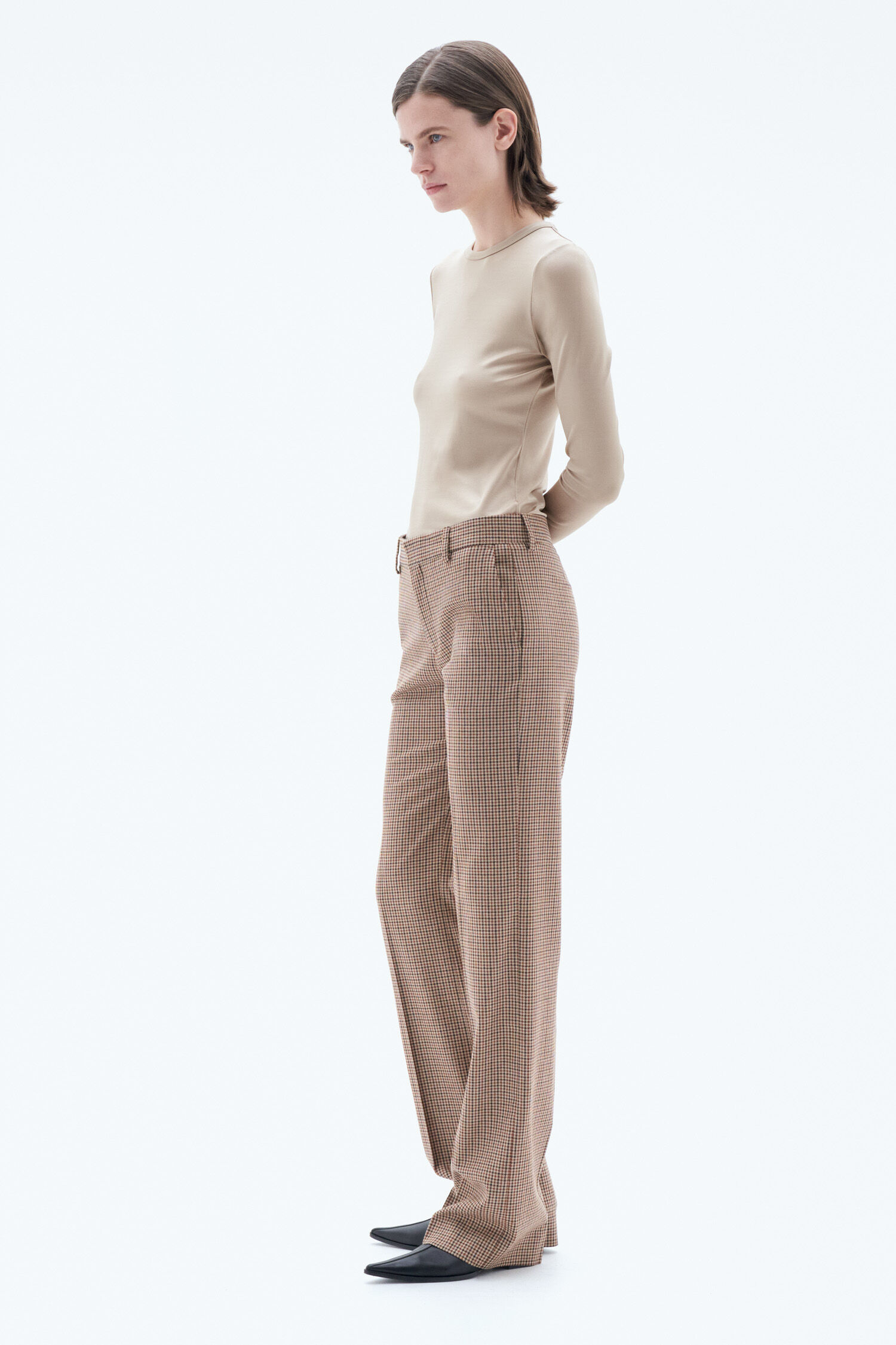 Bootcut Check Trousers