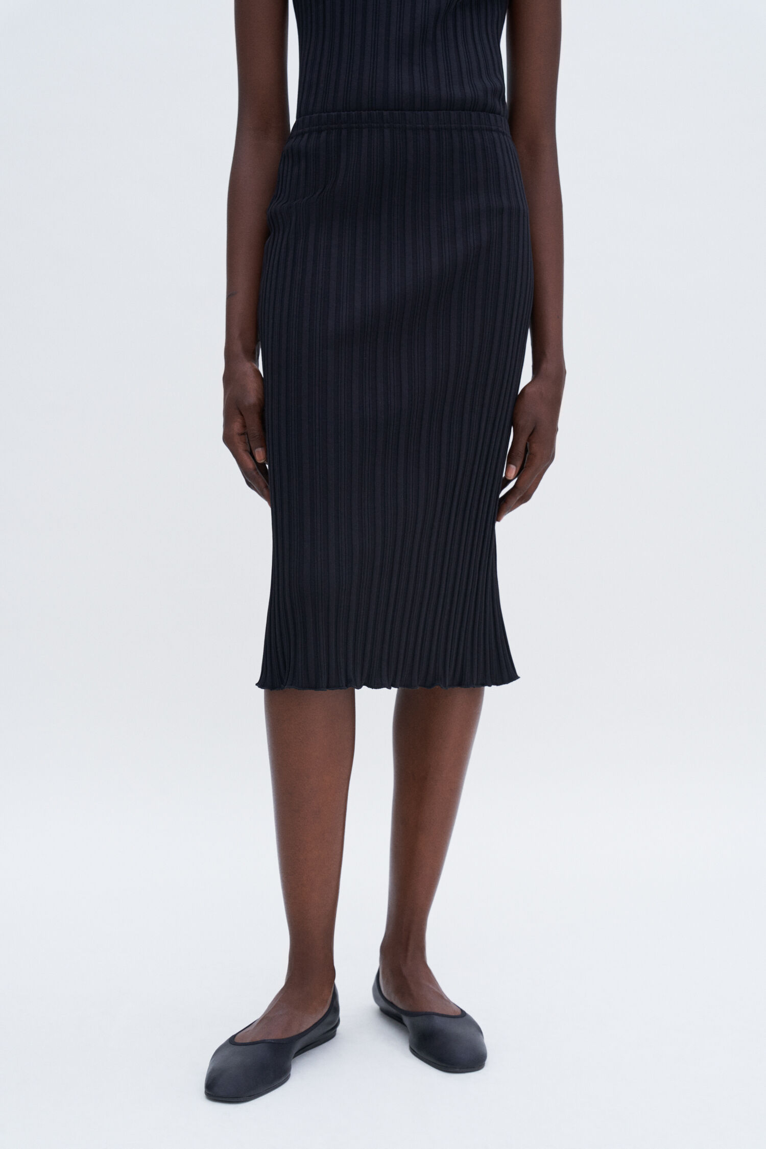 Cotton Rib Slip Skirt