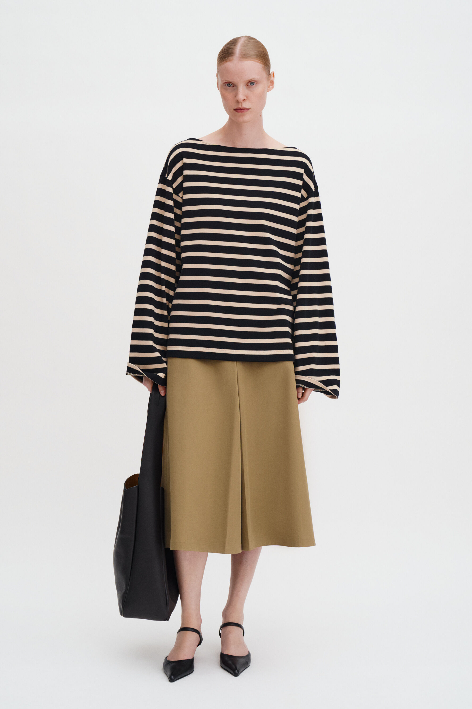 Cotton Mariner Top - Black/Pearl Beige | FILIPPA K