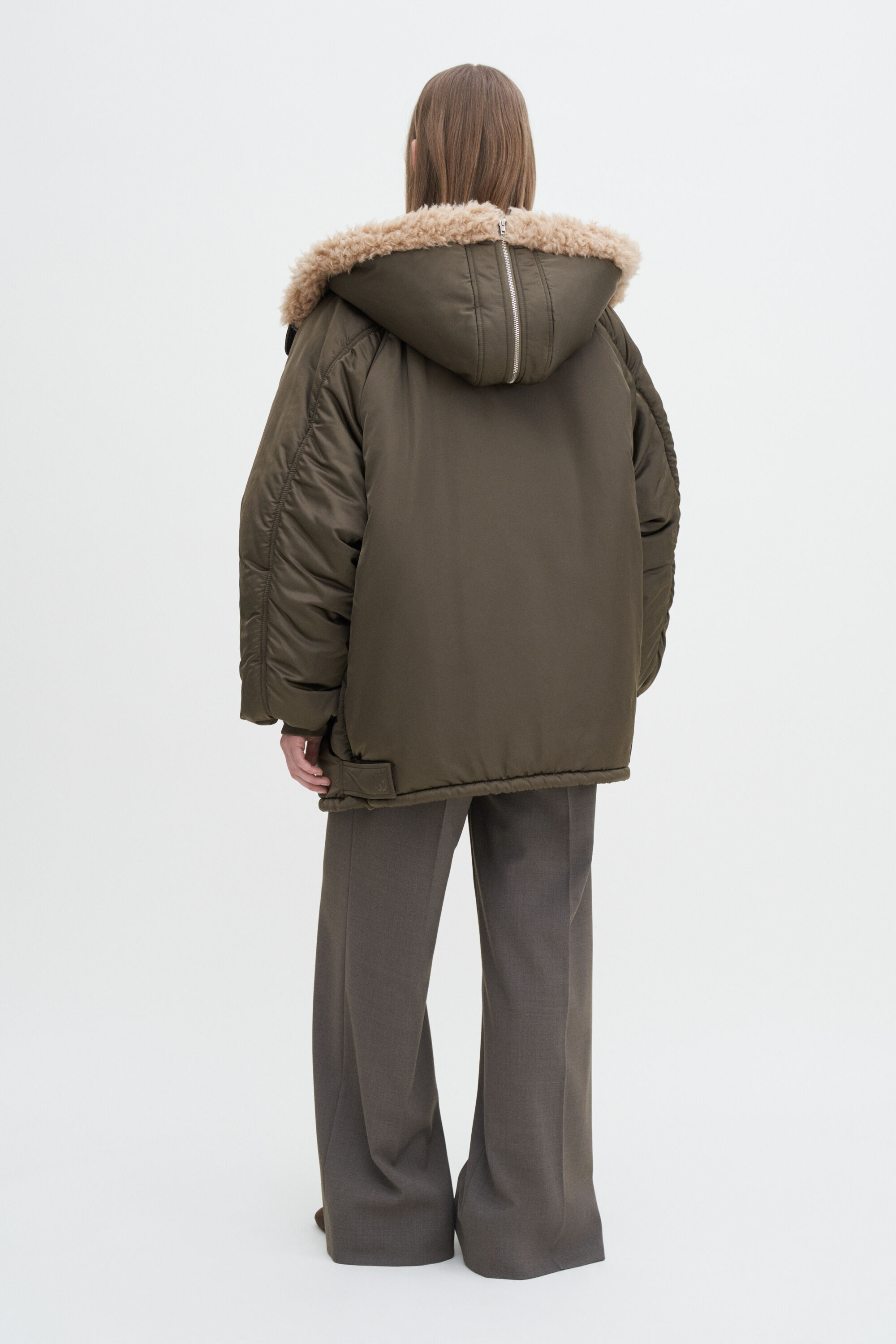 Hooded Bomber Jacket - Dark Sage | Filippa K Hooded Bomber Jacket - Dark Sage | Filippa K