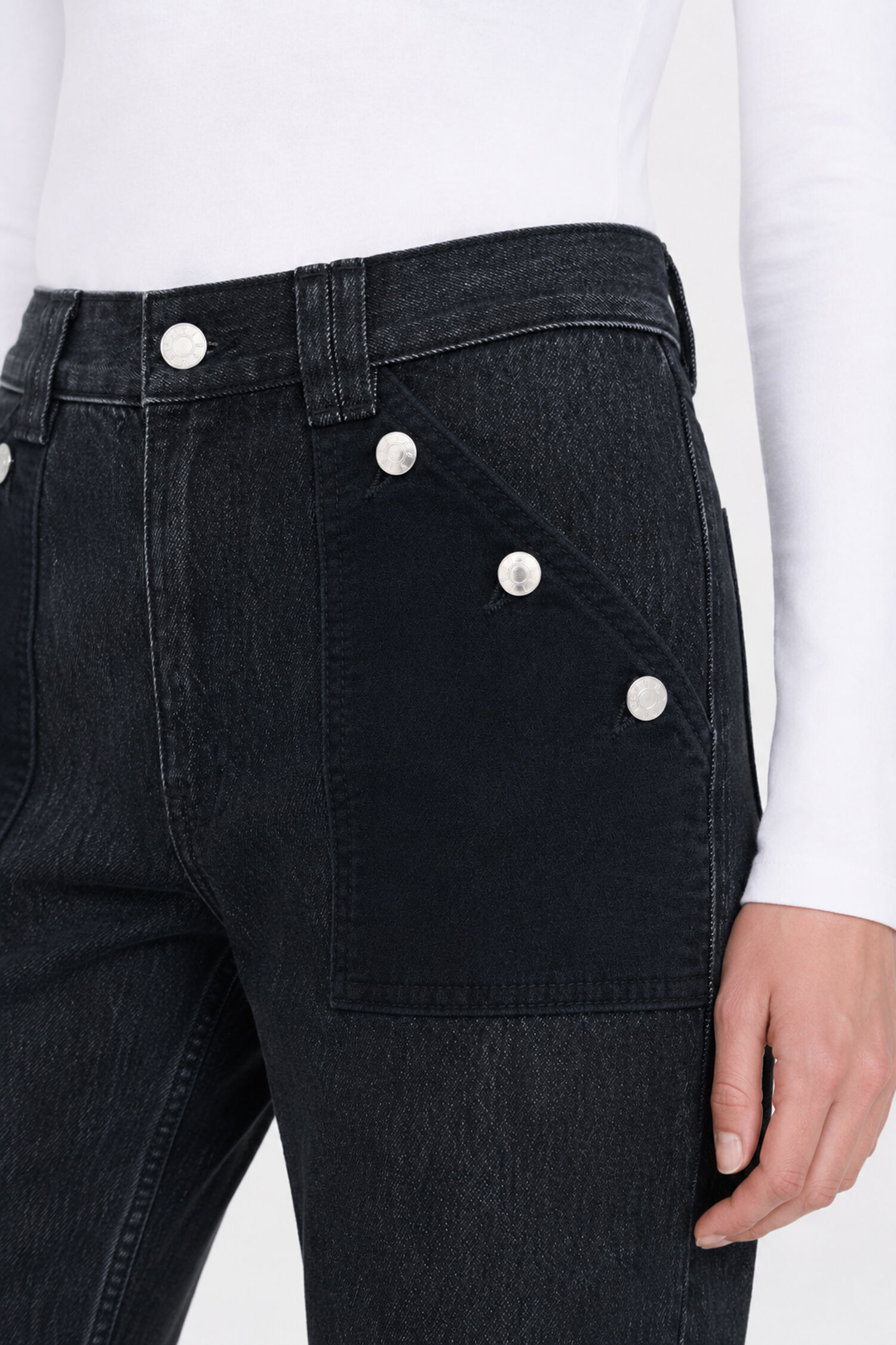 Contrast Pocket Straight Jeans
