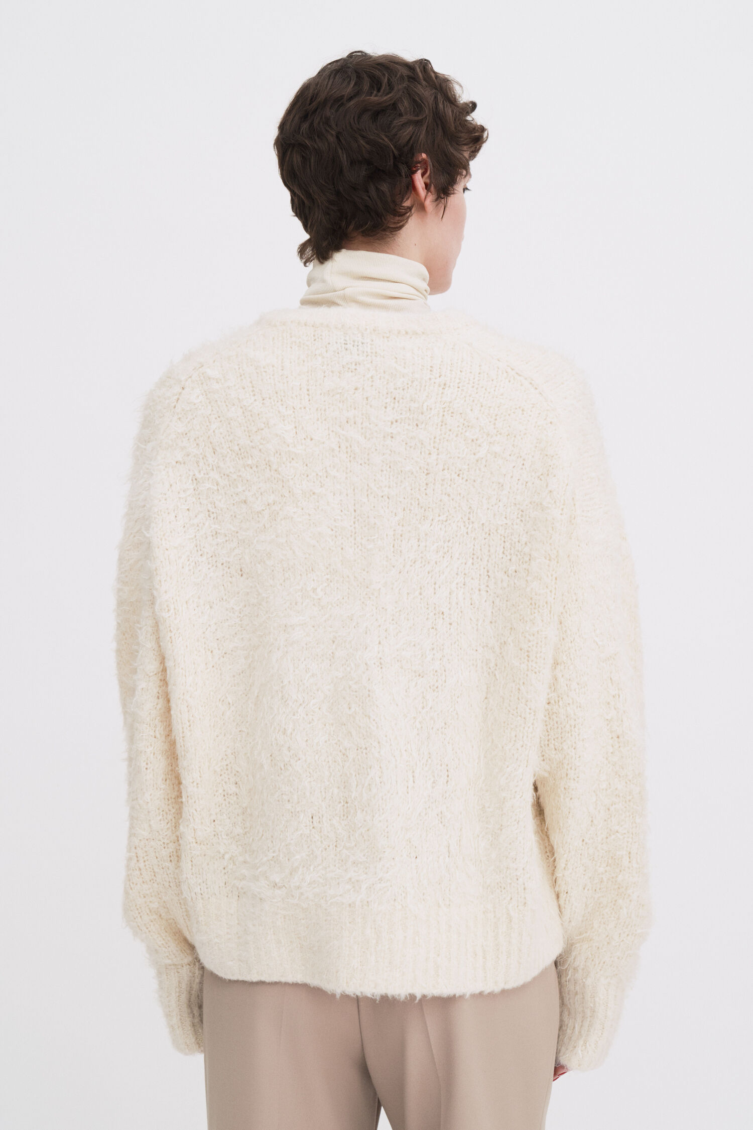 Fluffy Silk V-Neck Sweater