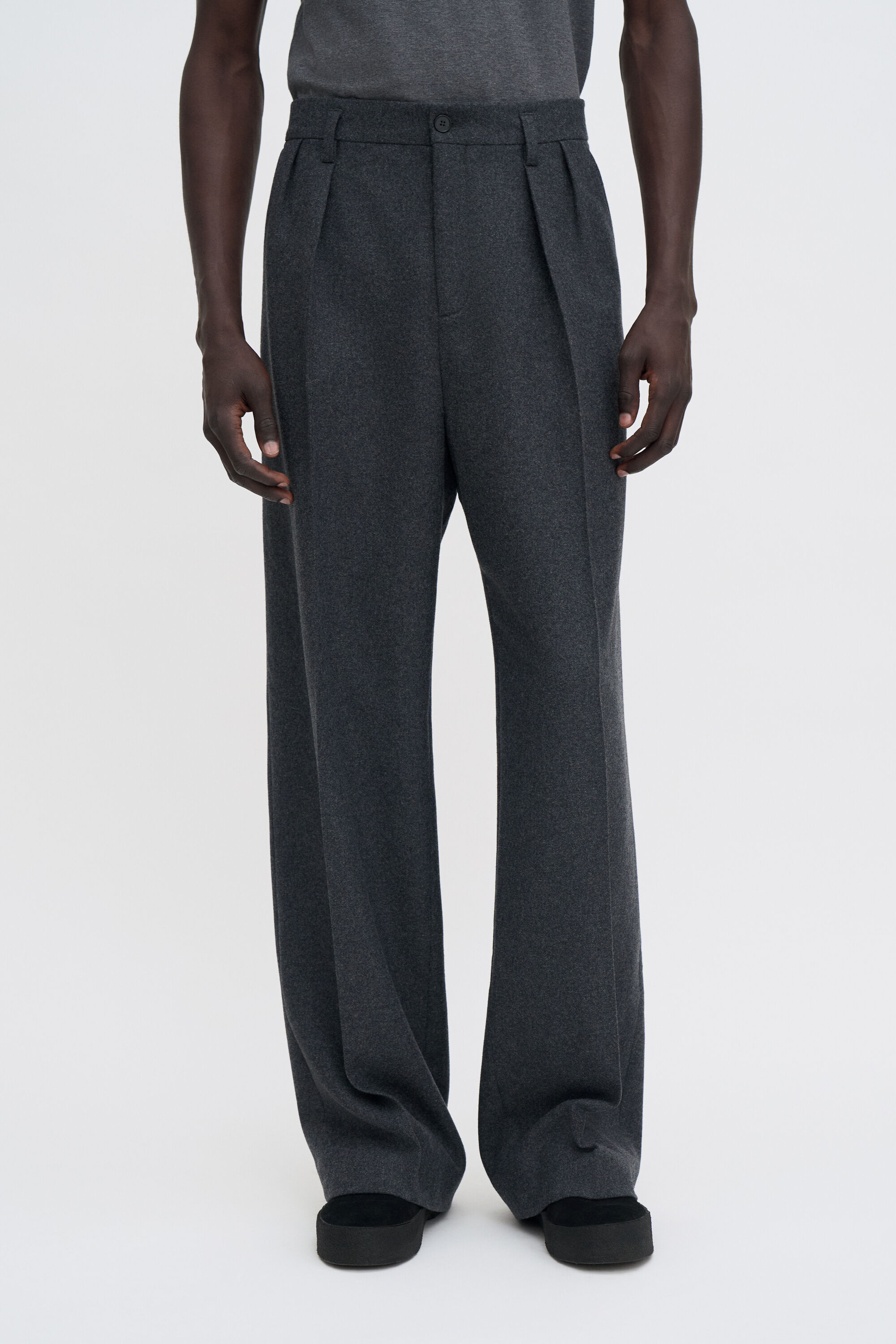 Milo Flannel Trousers - Anthracite Melange | FILIPPA K