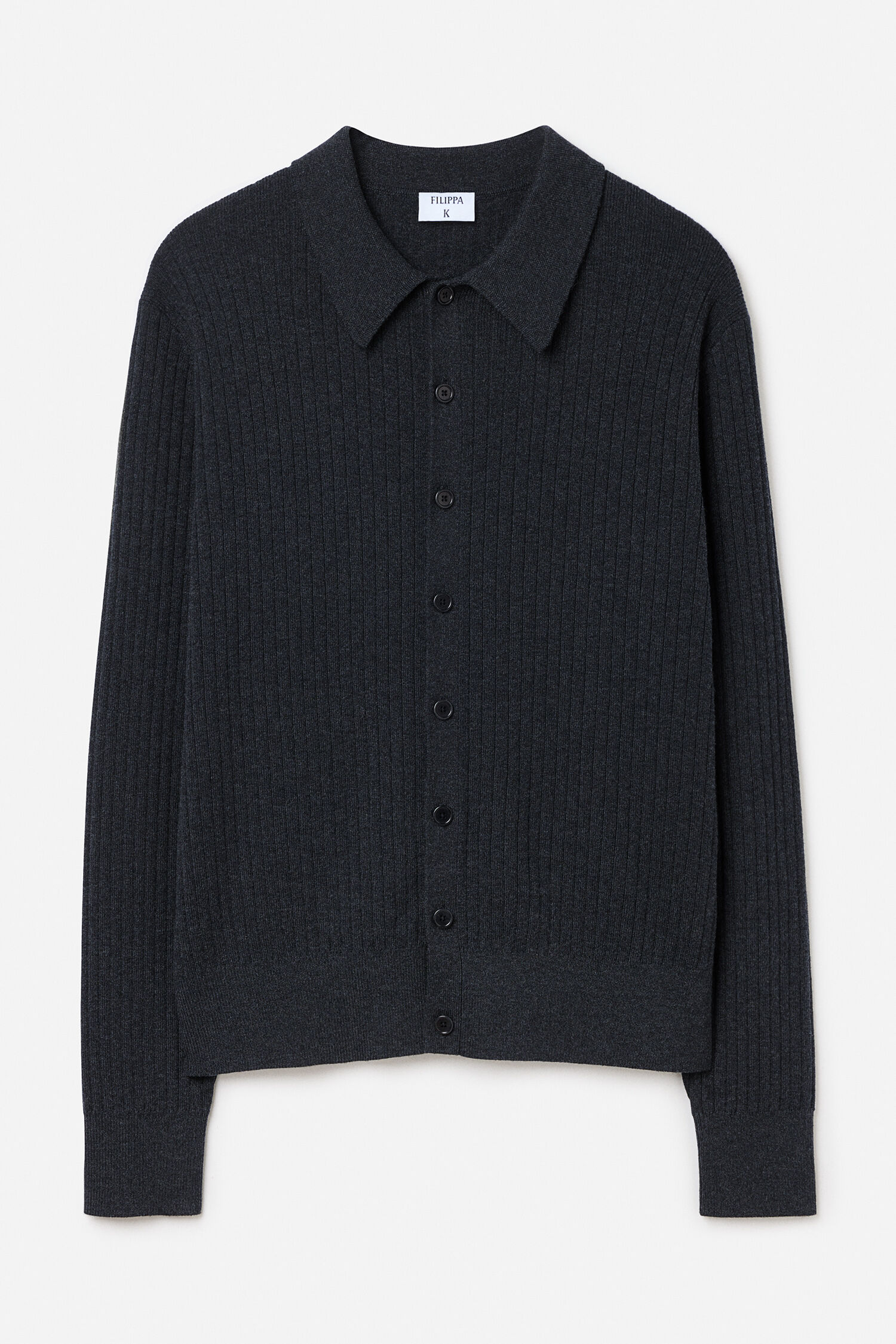 Cotton Merino Knit Shirt - Anthracite Melange | FILIPPA K
