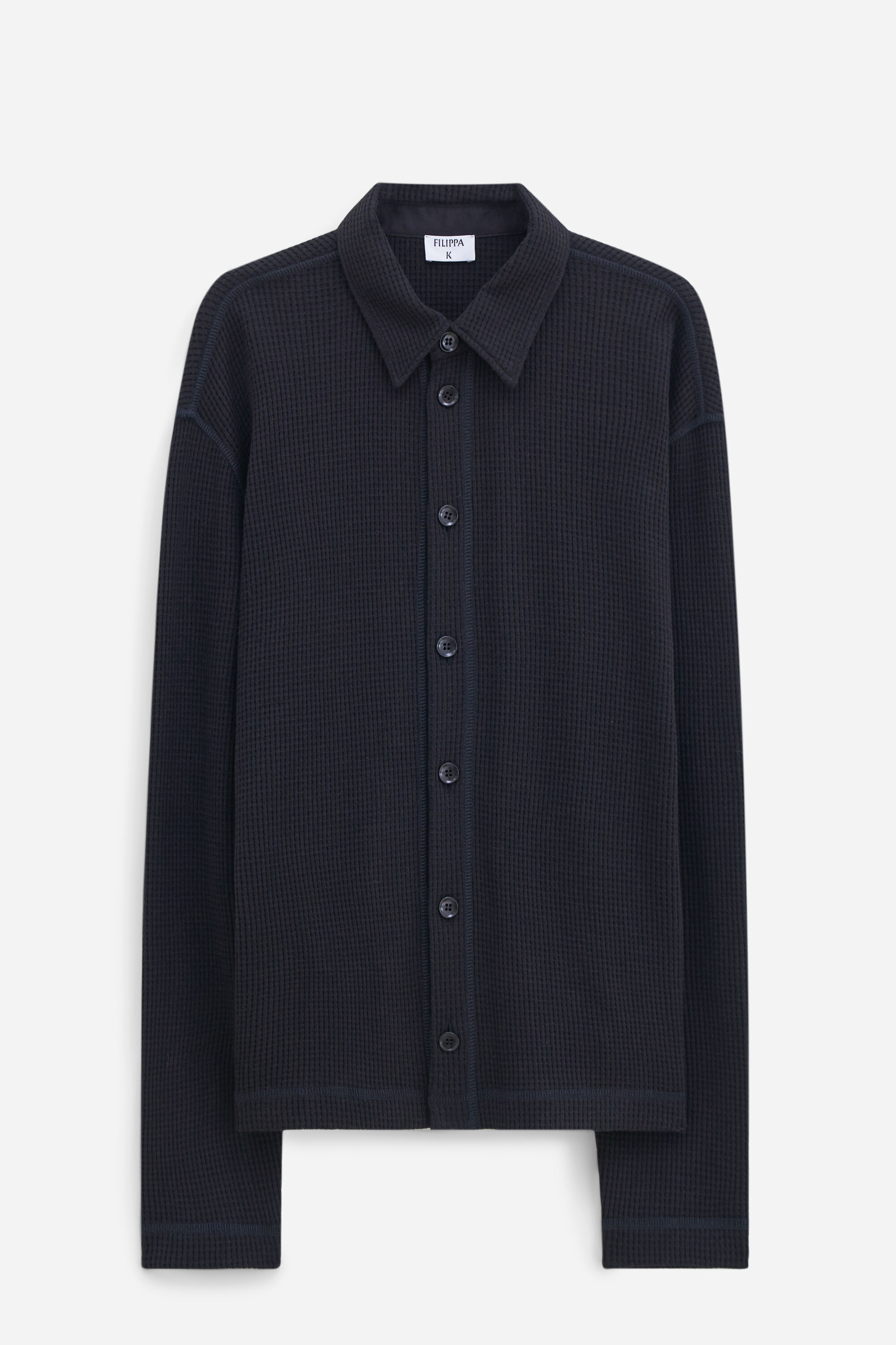 Relaxed Waffle Shirt - Black | FILIPPA K