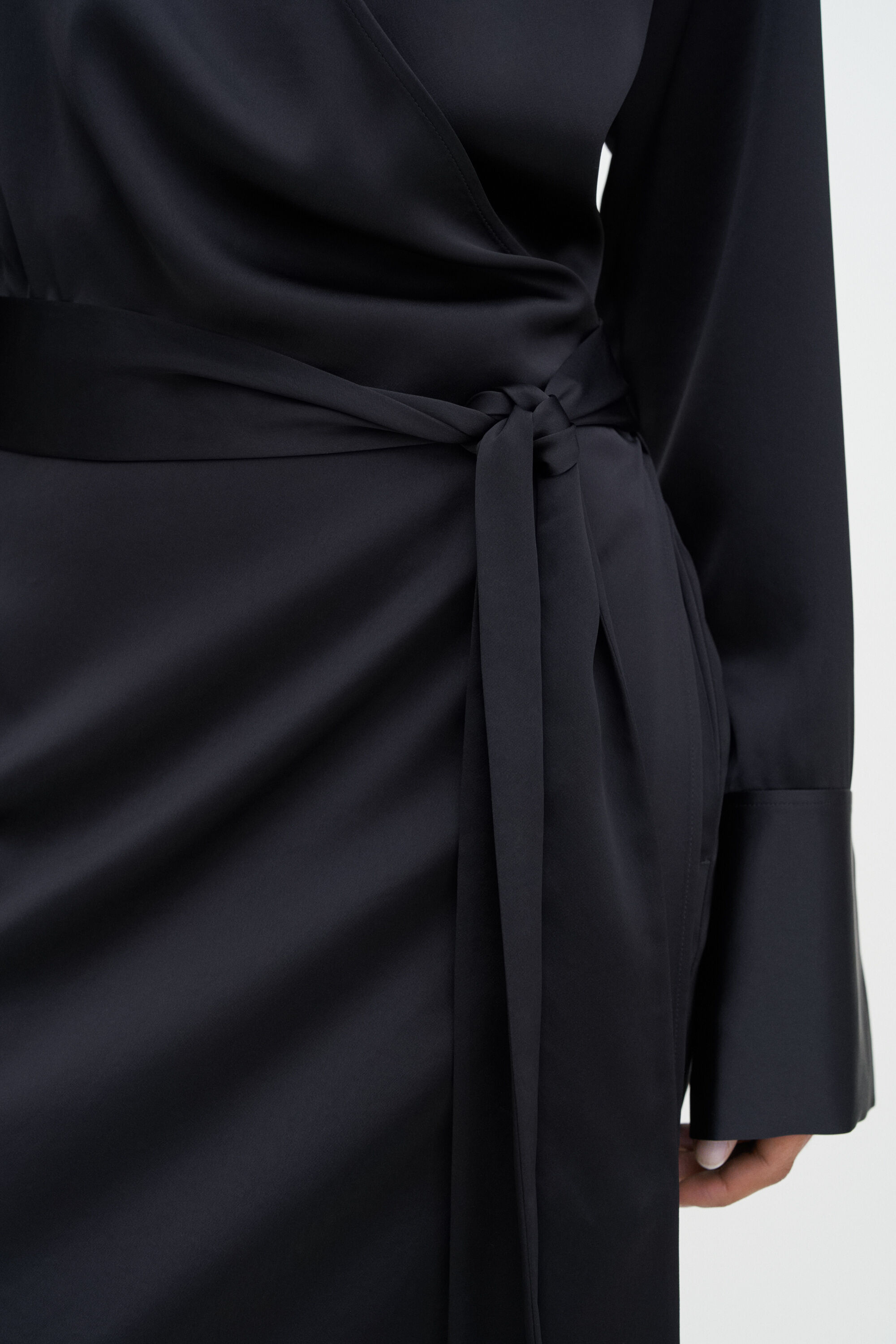 Black wrap shirt dress online