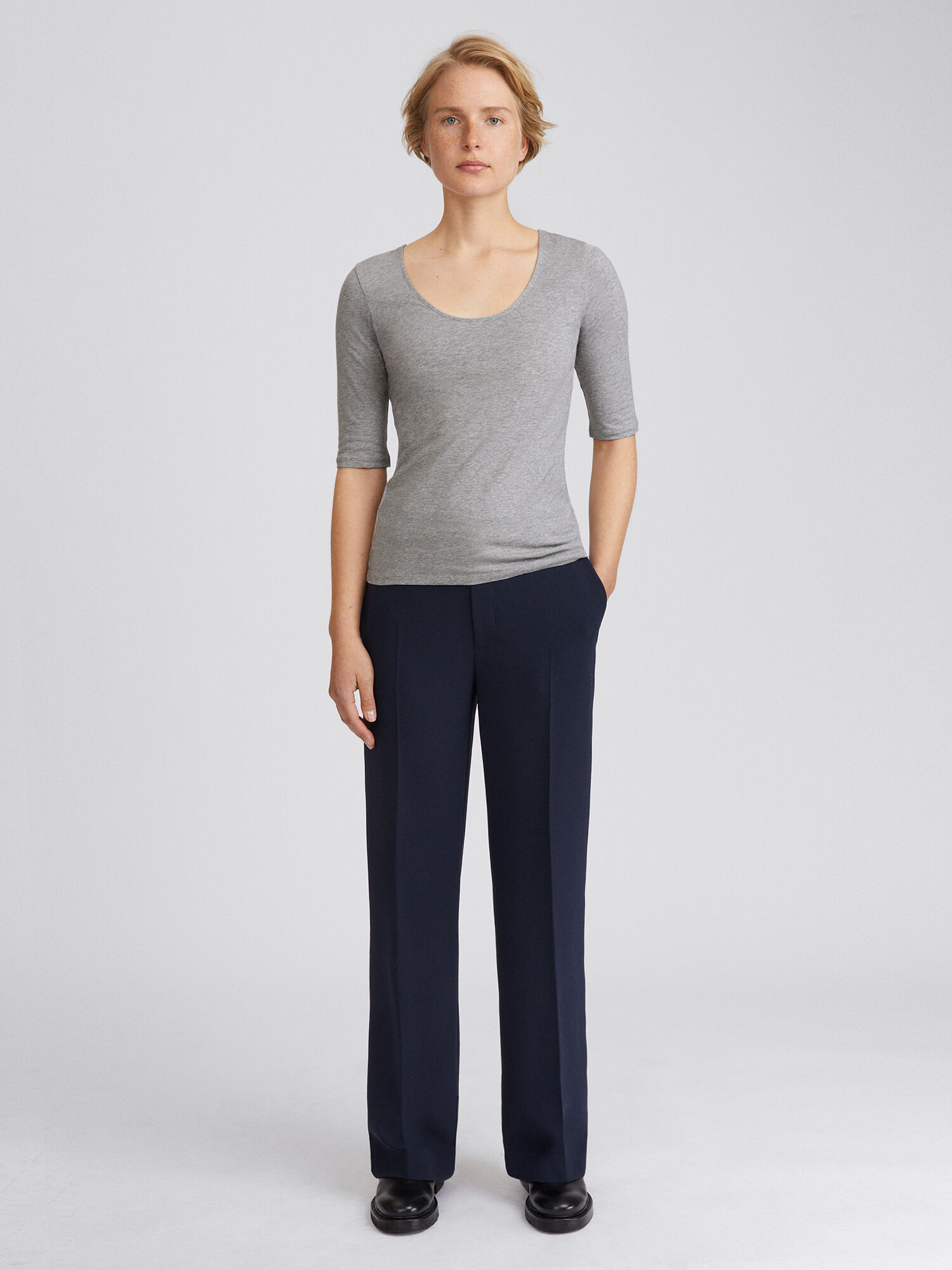 Cotton Stretch Scoop Neck Top