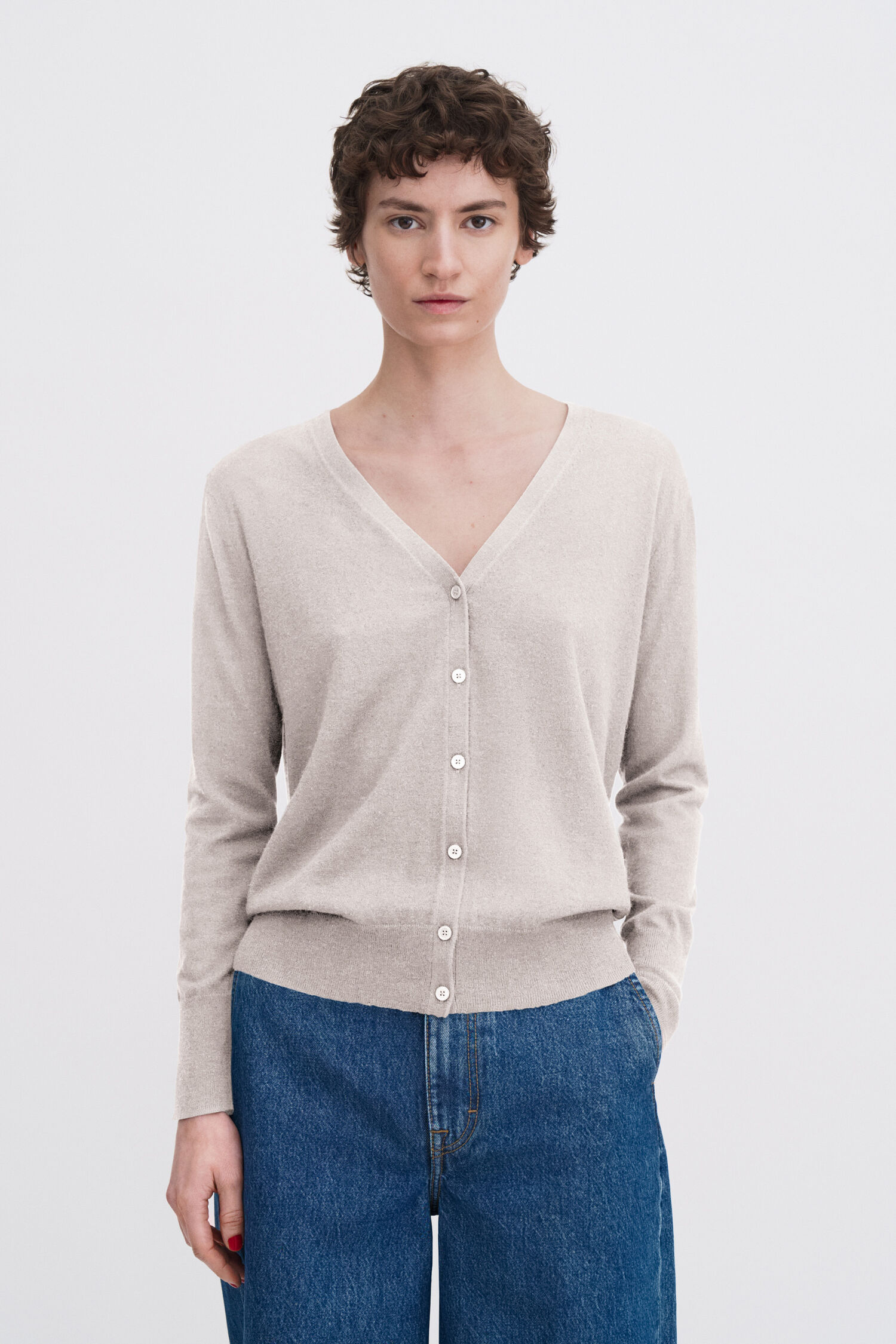 Silk Mix V-Neck Cardigan