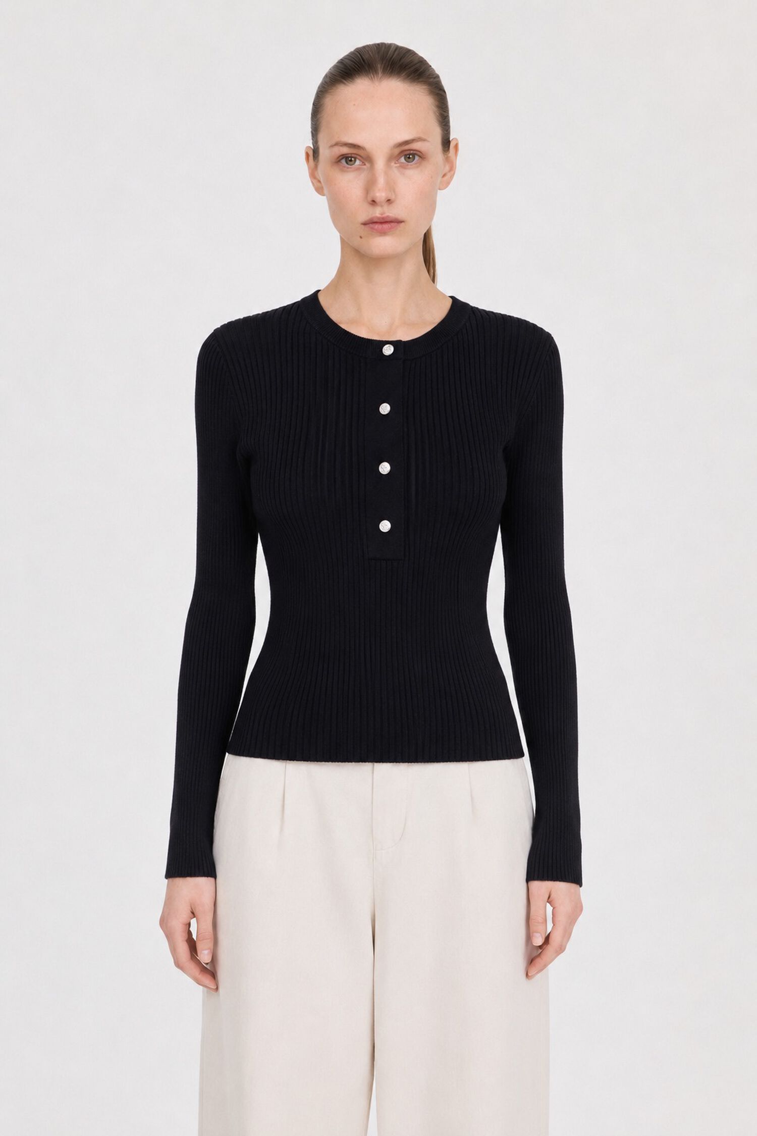 Ribbed Knit Henley