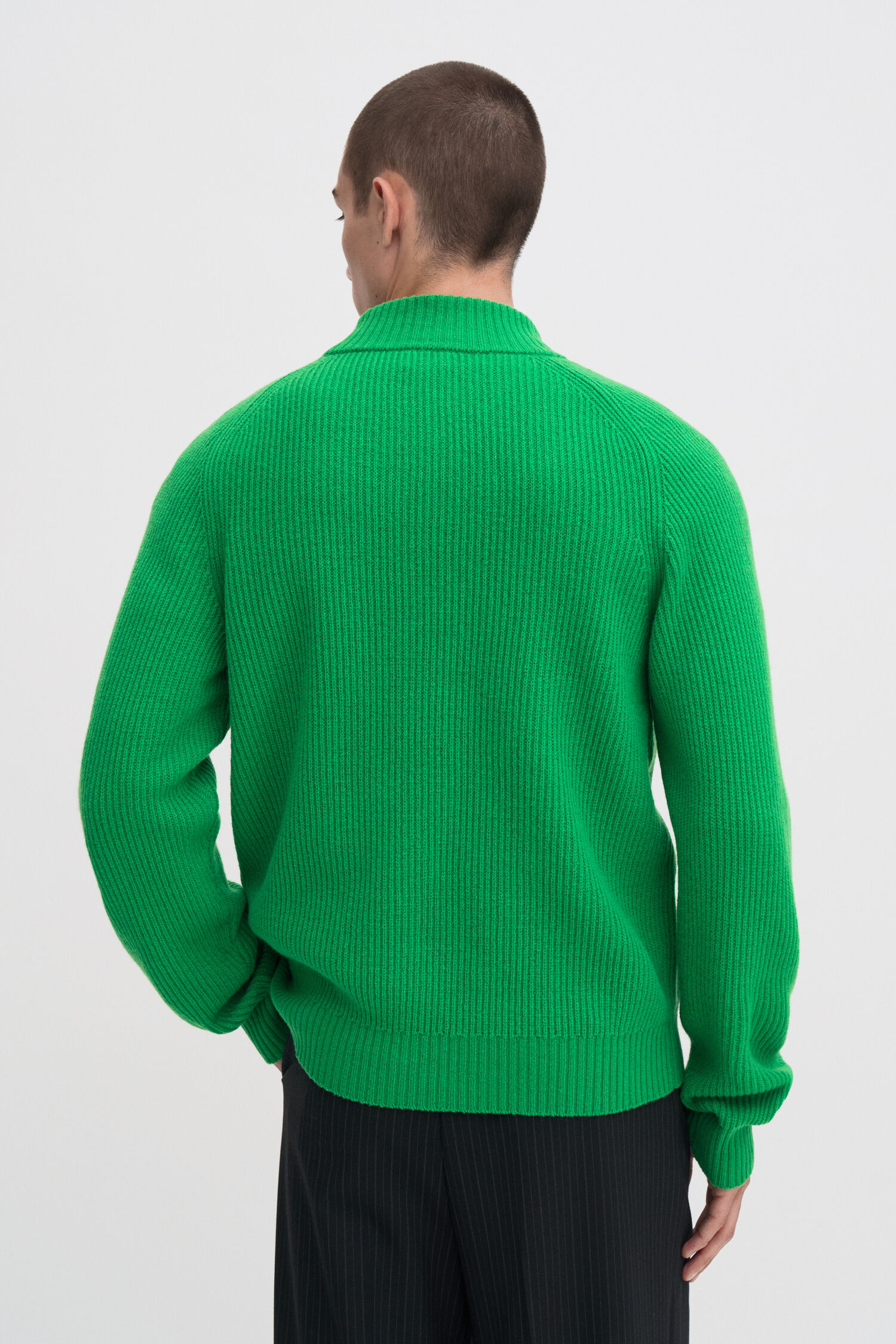 Ribbed Wool Mockneck Sweater