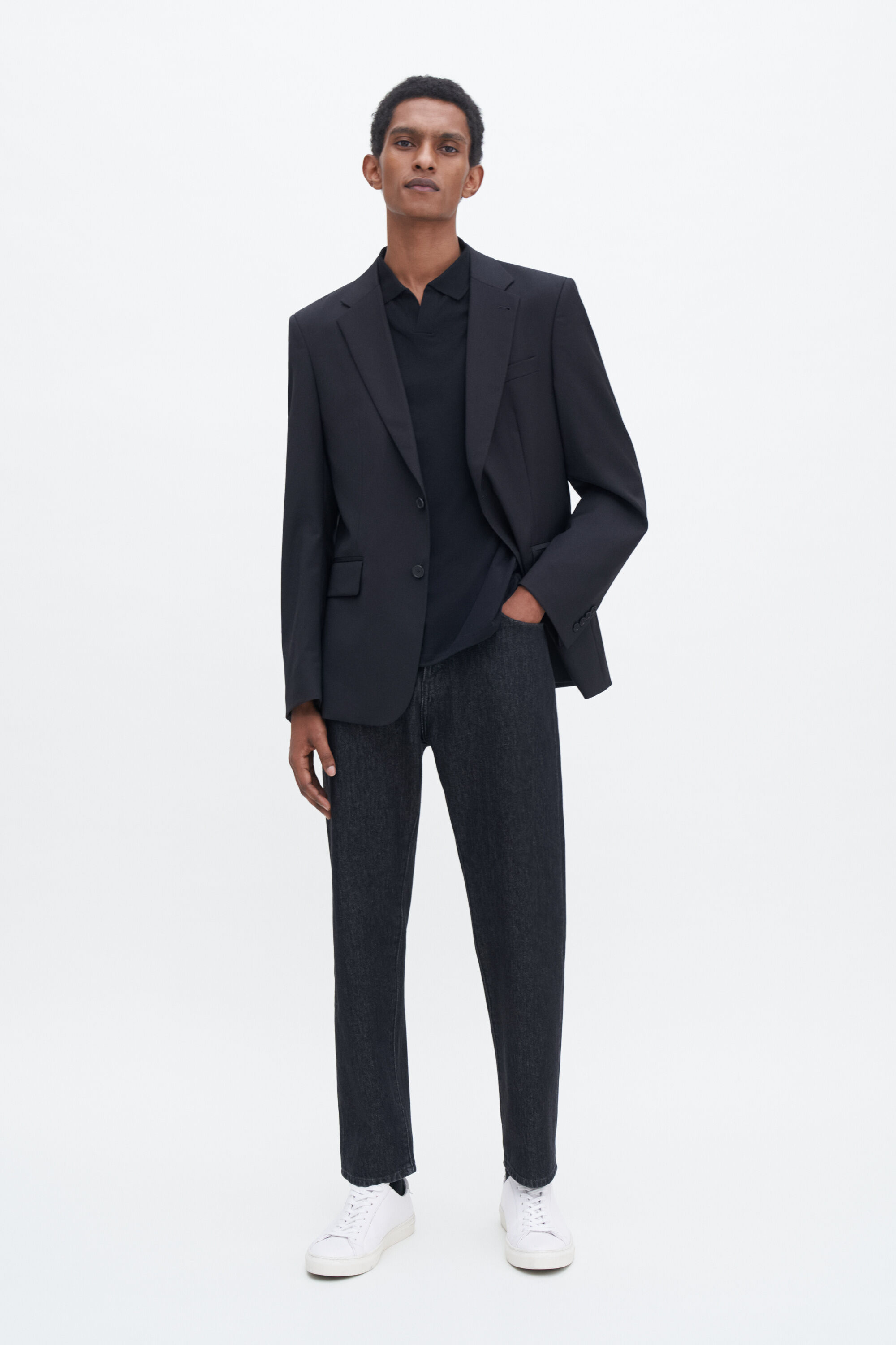 Stretch Cotton Polo T-Shirt - Black | FILIPPA K Stretch Cotton Polo T-Shirt - Black | FILIPPA K