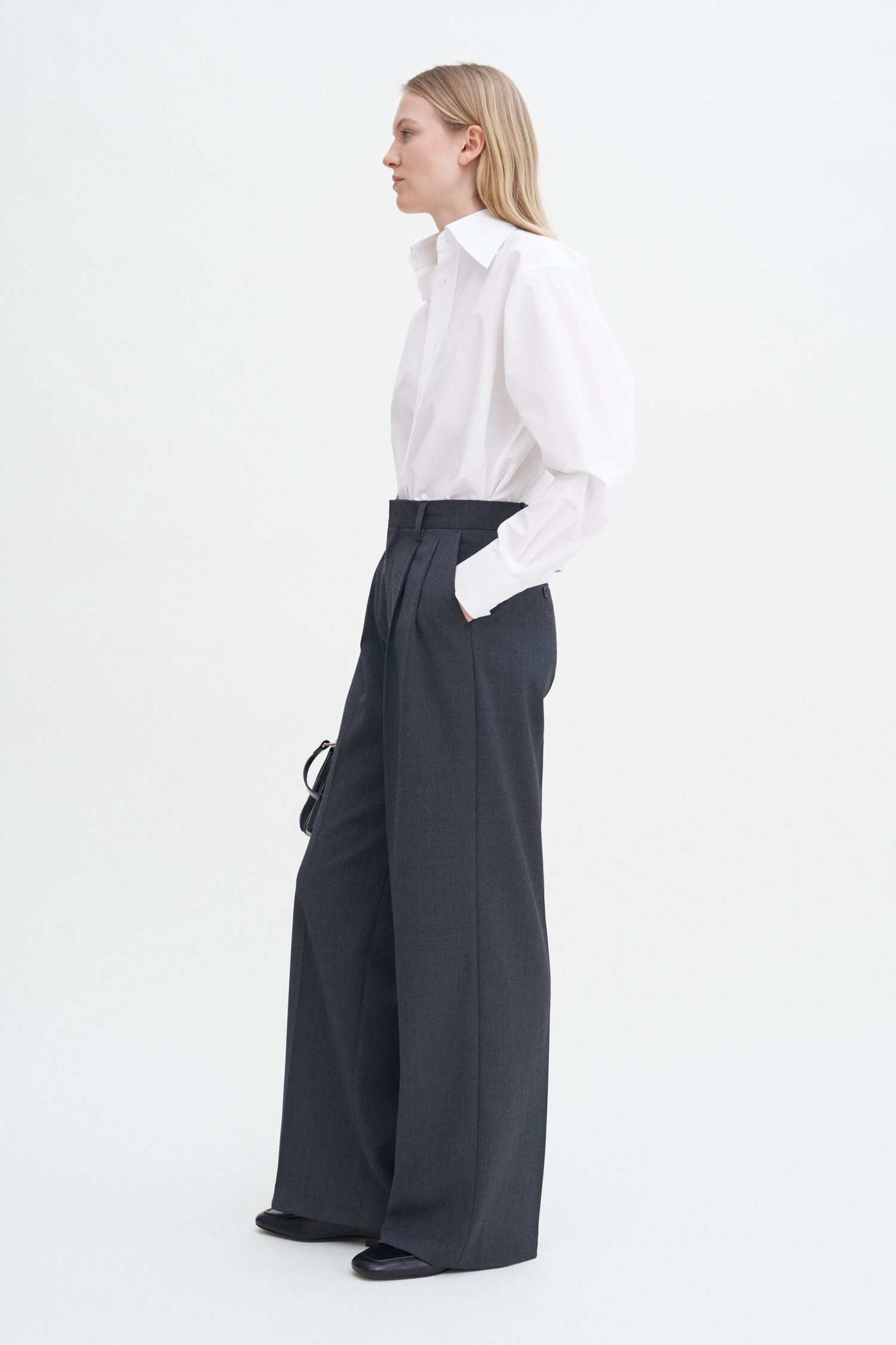 Darcey Wool Trousers - Dk. Grey Mel. | Filippa K