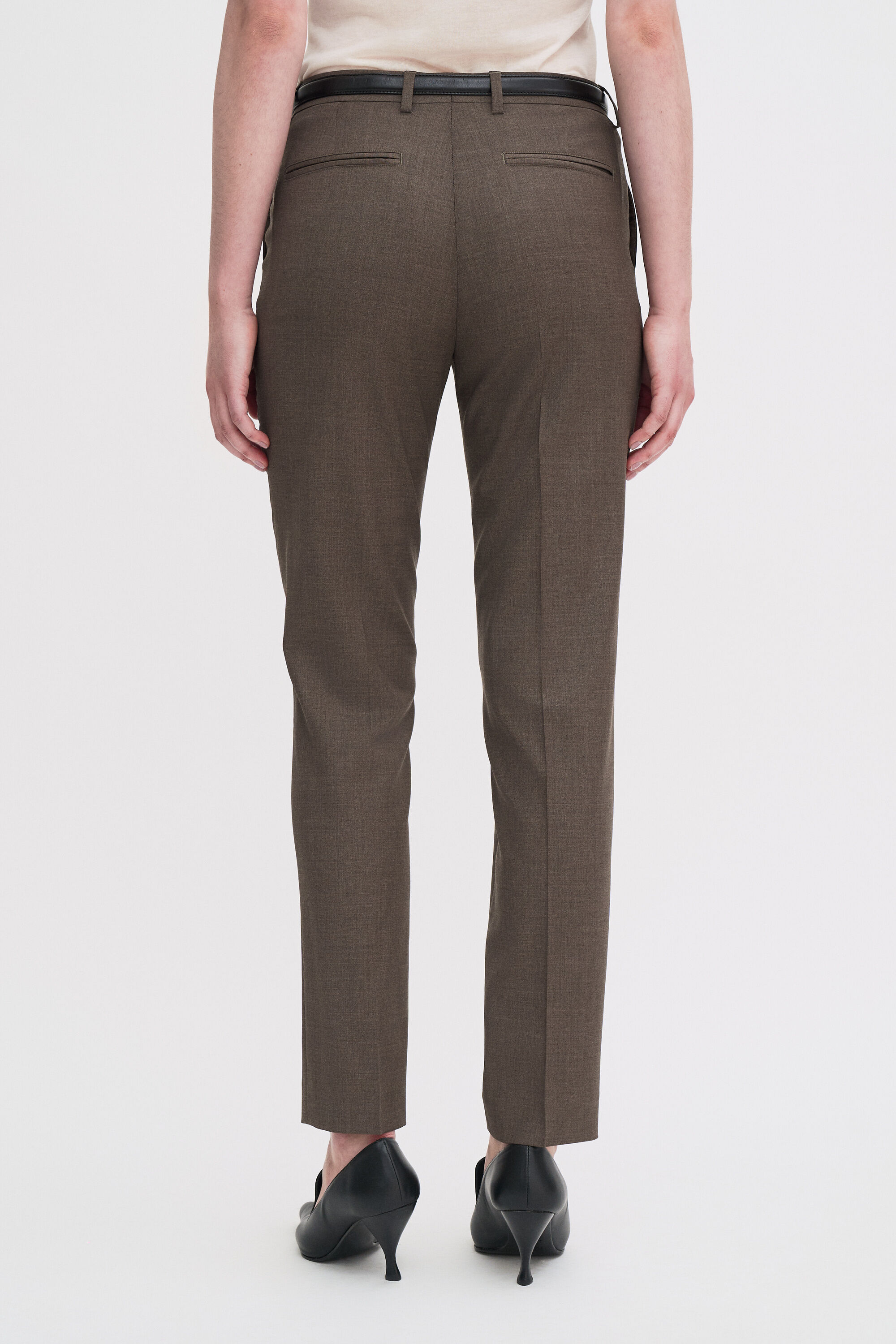 Emma Cropped Cool Wool Trousers - Driftwood | FILIPPA K