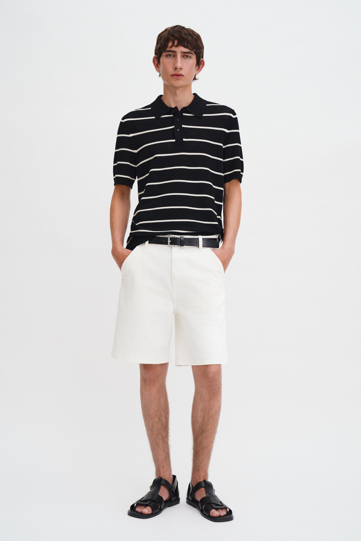 Striped Mesh Polo
