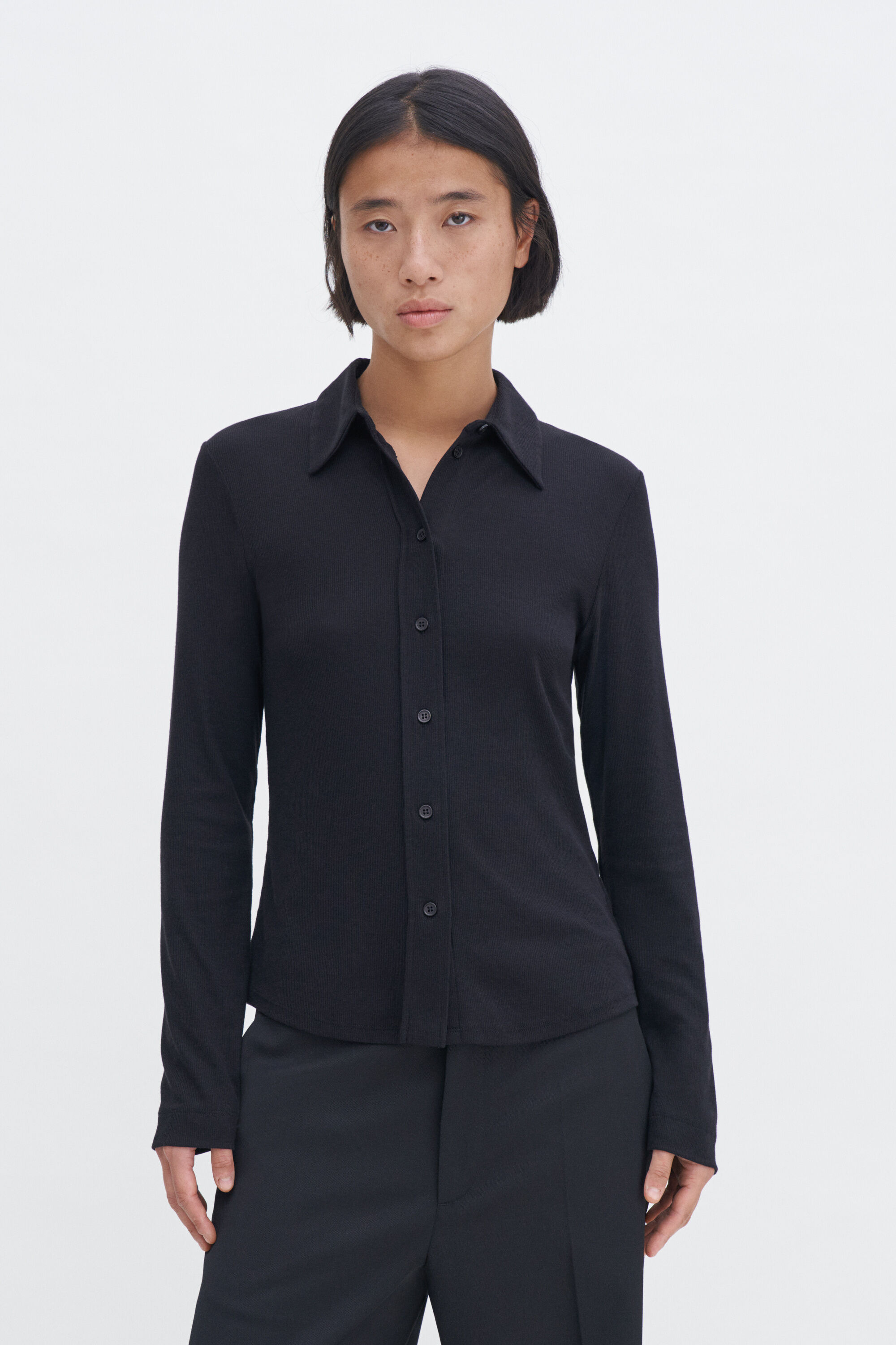 Soft Rib Shirt - Black | Filippa K