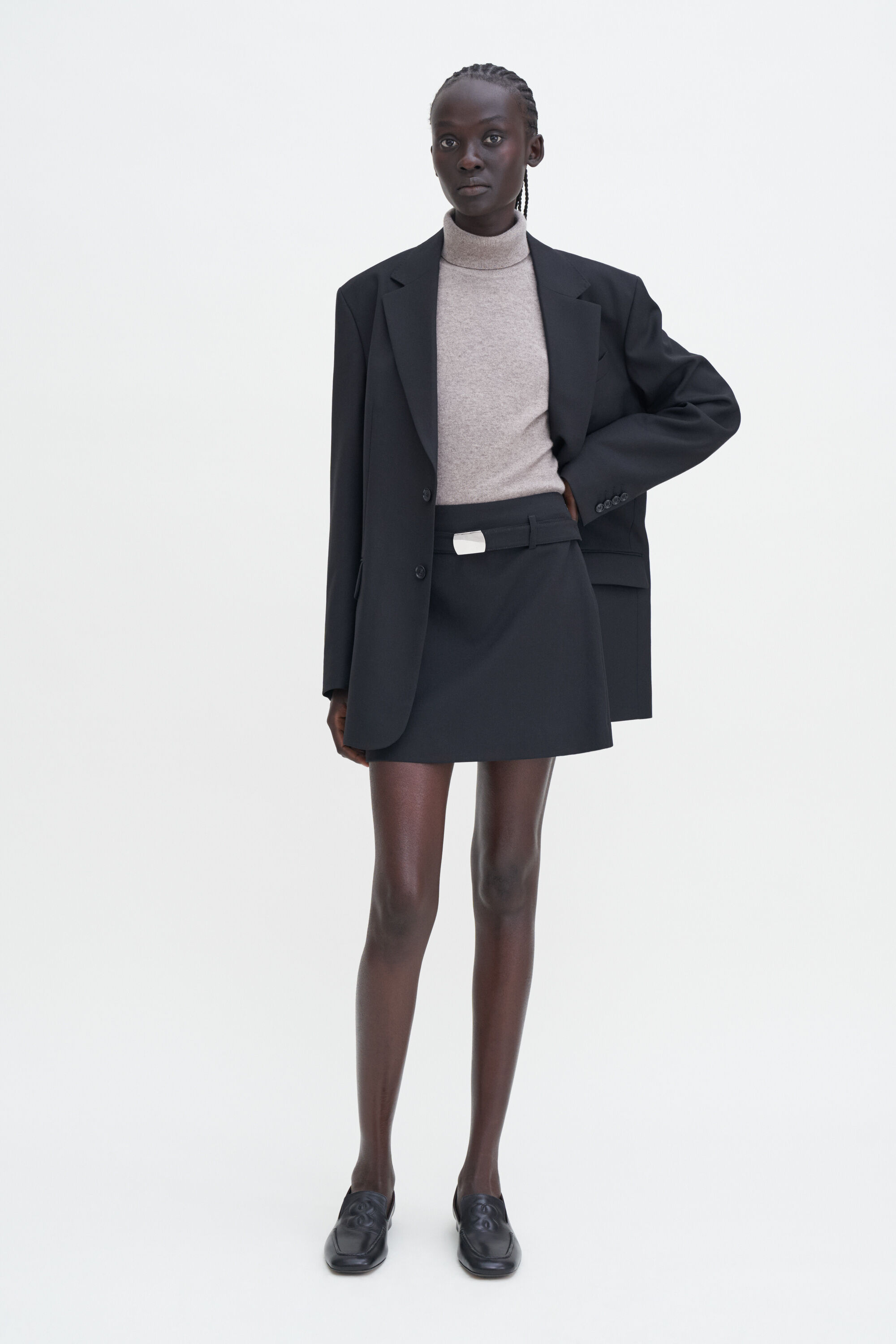 Wool Mini Belt Skirt Black Filippa K