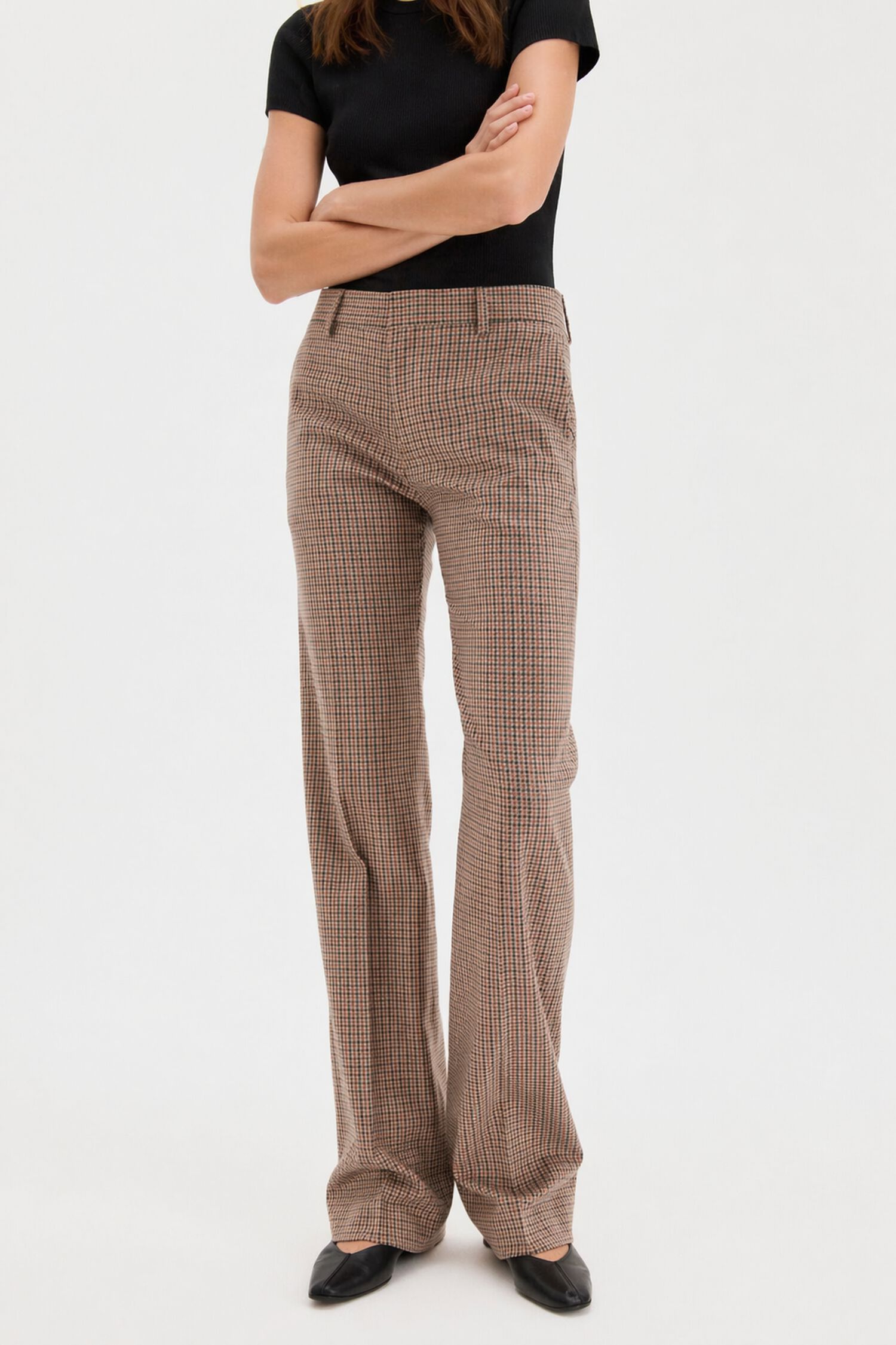 Bootcut Check Trousers
