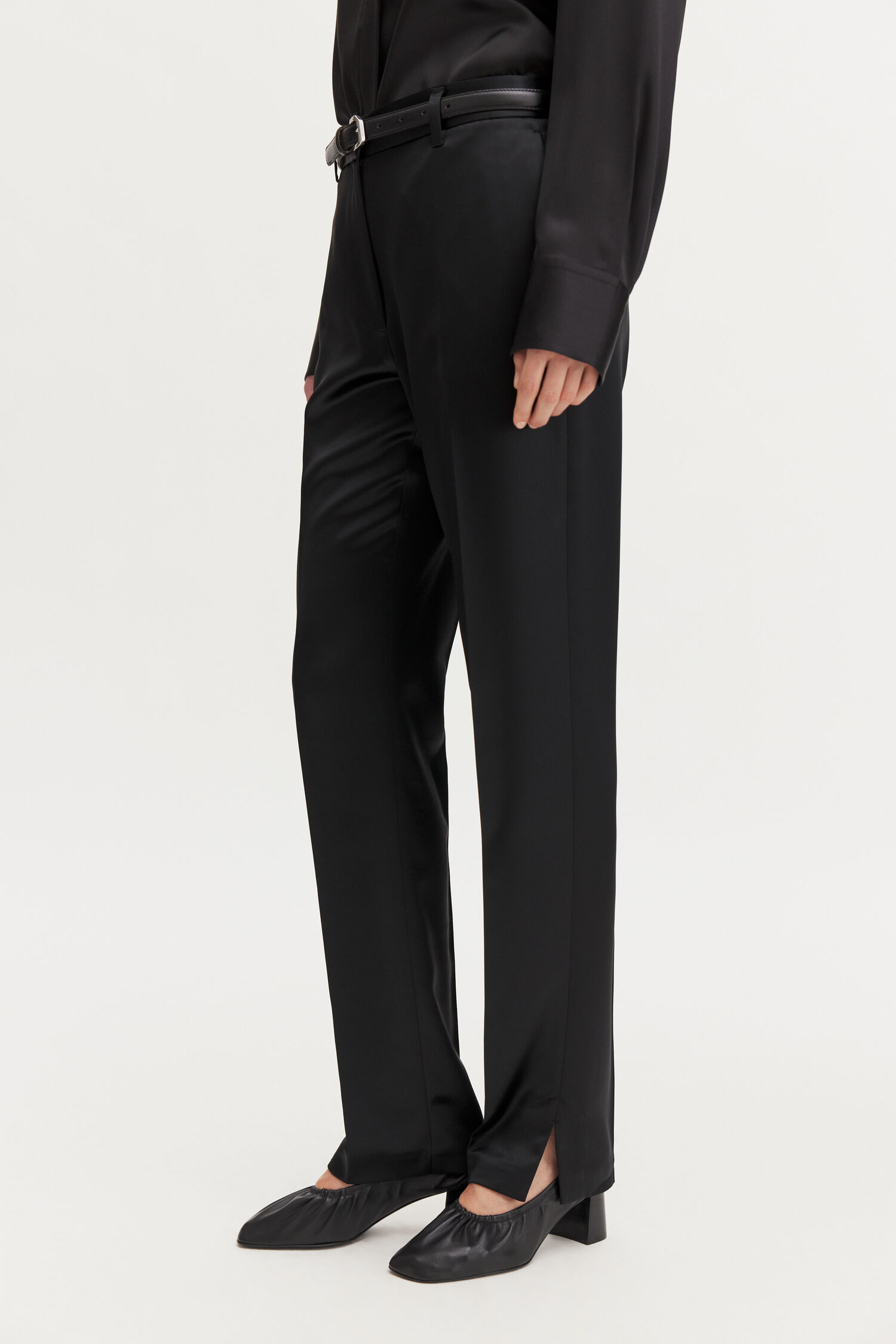 Slim Slit Satin Trousers