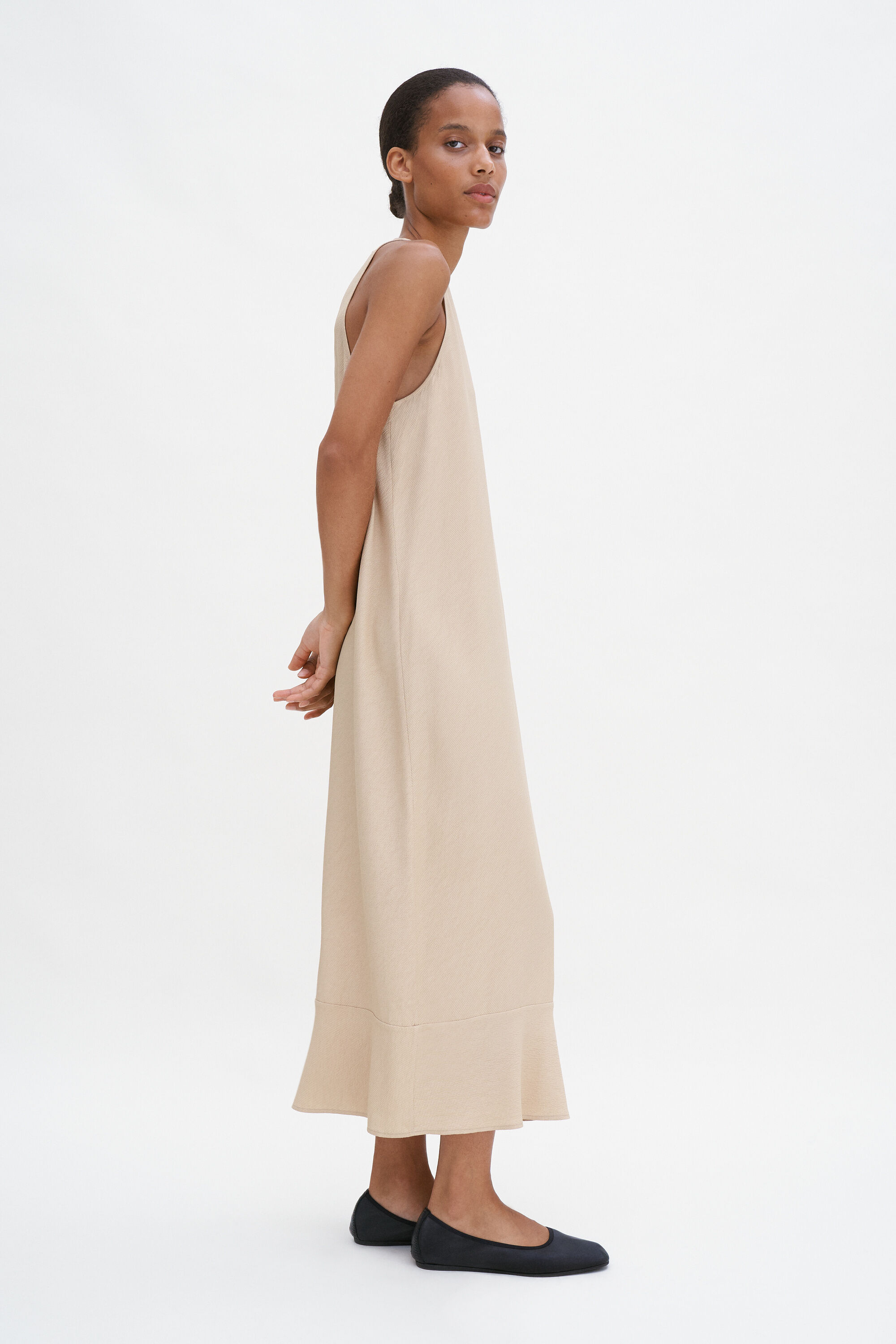 Draped Twill Tank Dress - Caramel Beige | Filippa K Draped Twill Tank Dress - Caramel Beige | Filippa K
