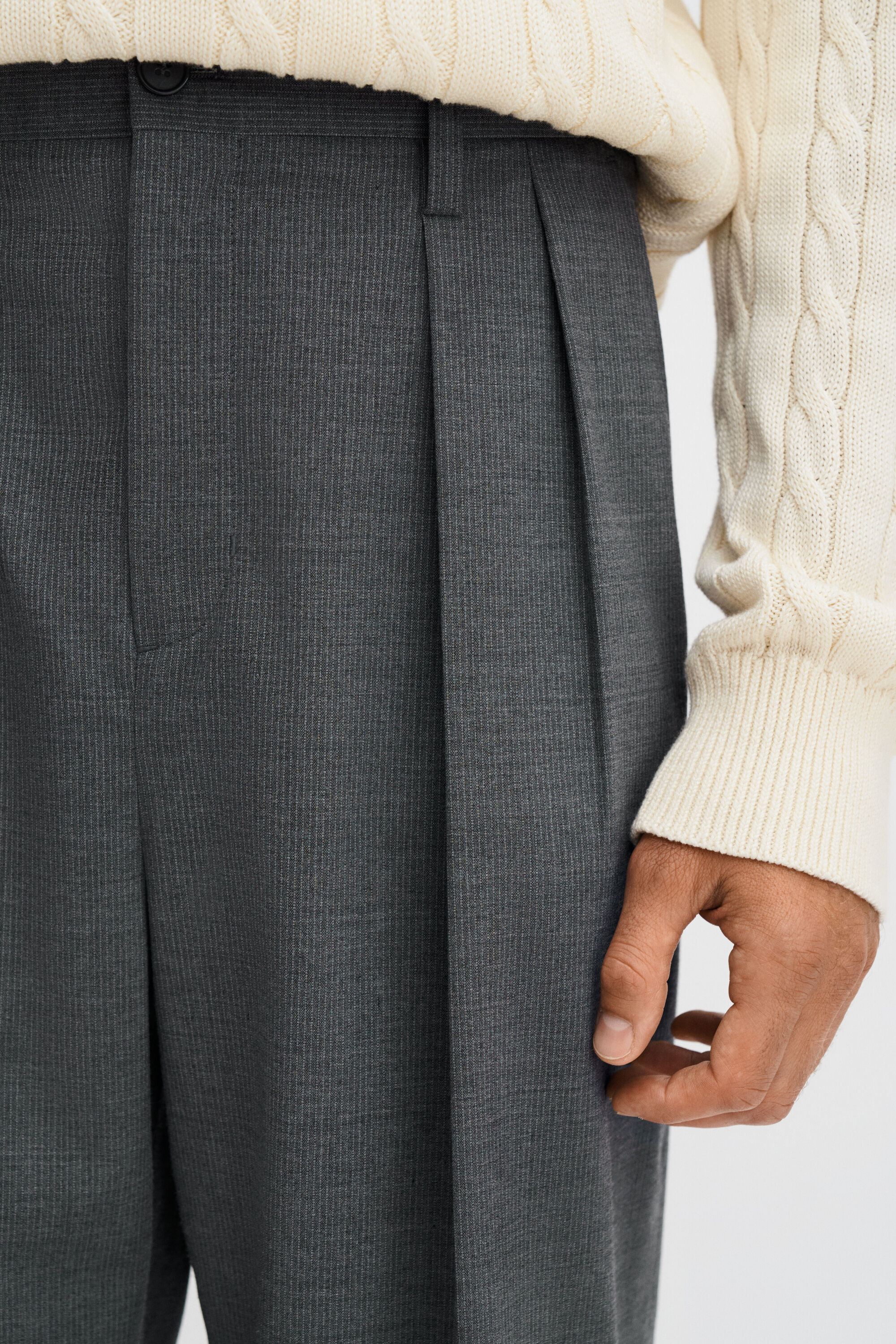 Milo Pinstripe Trousers - Mid Grey | FILIPPA K