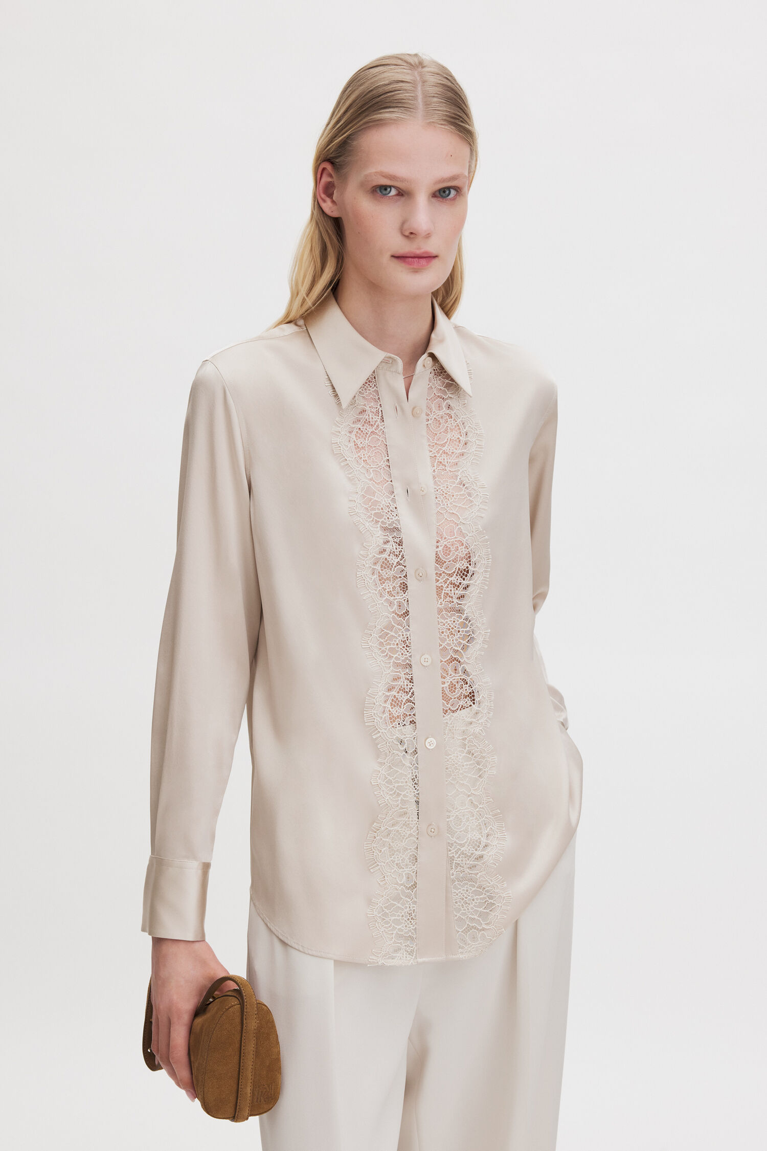 Vertical Lace Detail Shirt