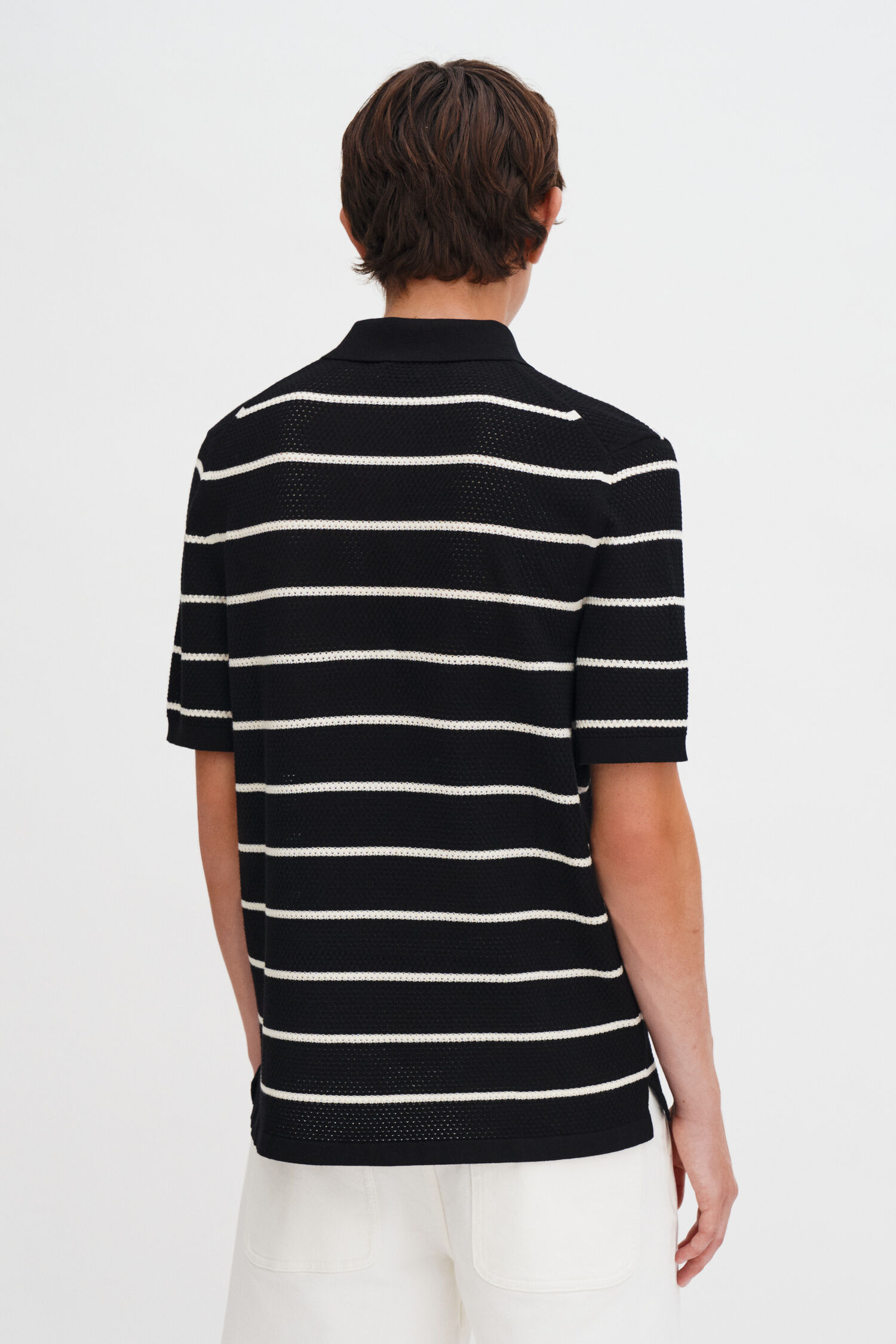Striped Mesh Polo