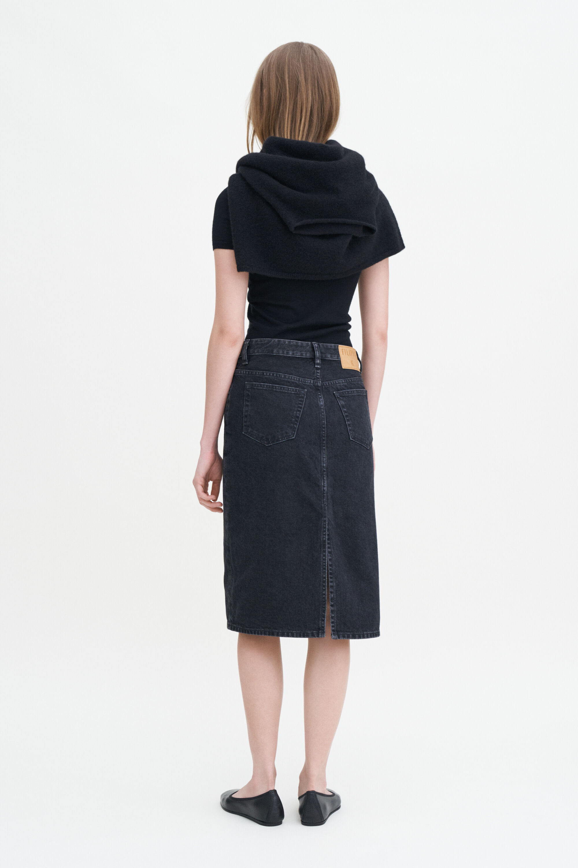 Denim Midi Skirt - Charcoal Black | FILIPPA K